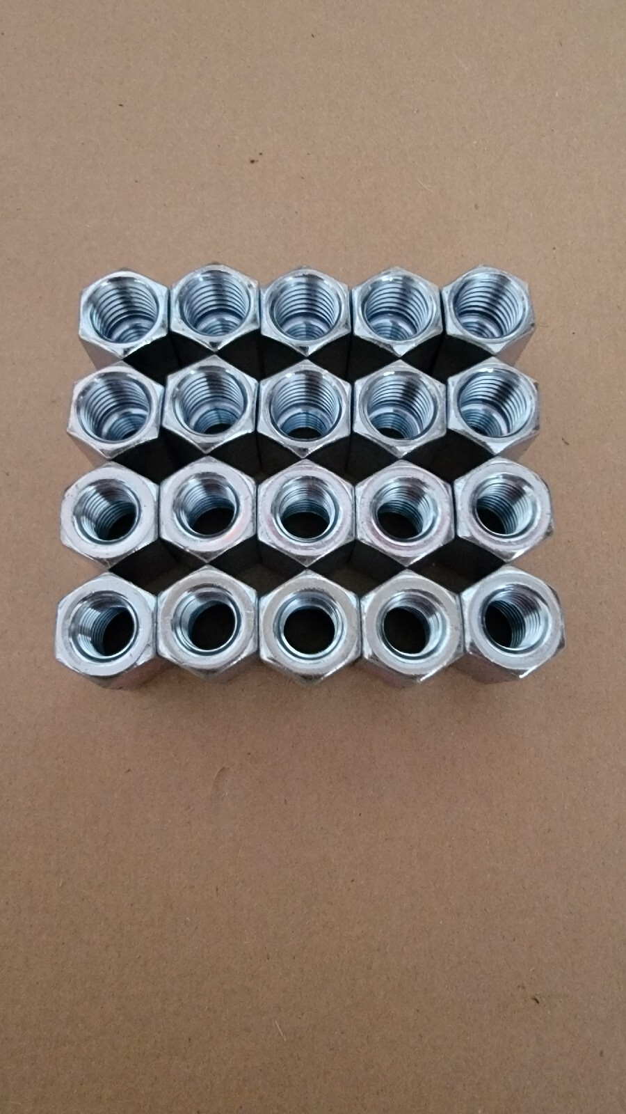 20 peices 5/8-11 to 1/2-13 x 1 1/4″ Long Reducer Coupling Nut – Zinc Plate