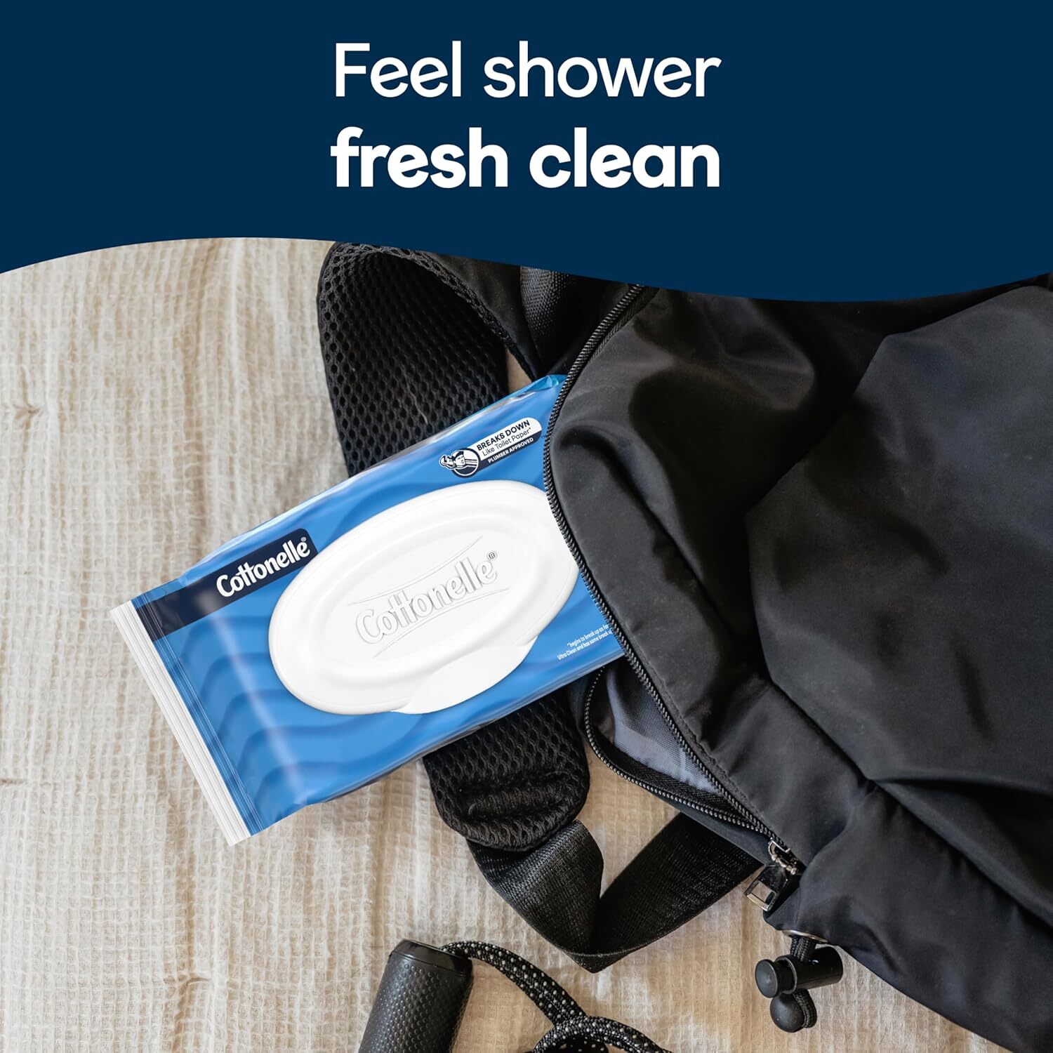 Fresh Feel Flushable Wet Wipes, Adult Wet Wipes, 8 Flip-Top Packs, 42 Wipes per