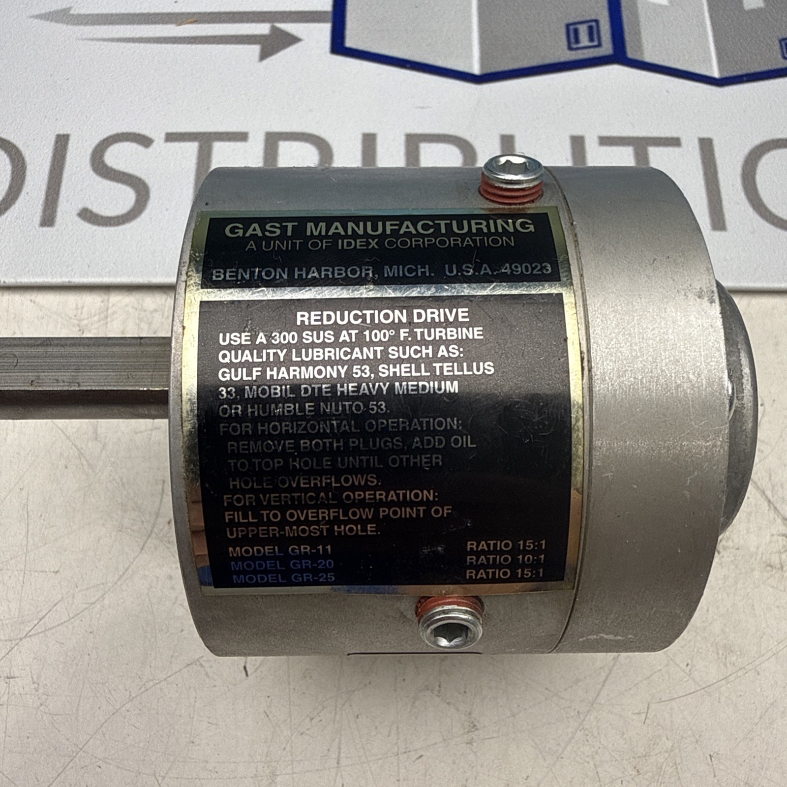 Gast 1UP-NRV-4-GR11 Air Gear Motor 15:1 .31 HP 21 CFM 400RPM 95 in-lb 5.6 Bar