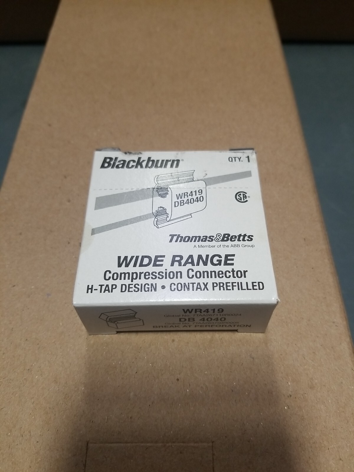25-PACK THOMAS & BETTS BLACKBURN WR419 WIDE RANGE COMPRESSION CONNECTOR H-TAP