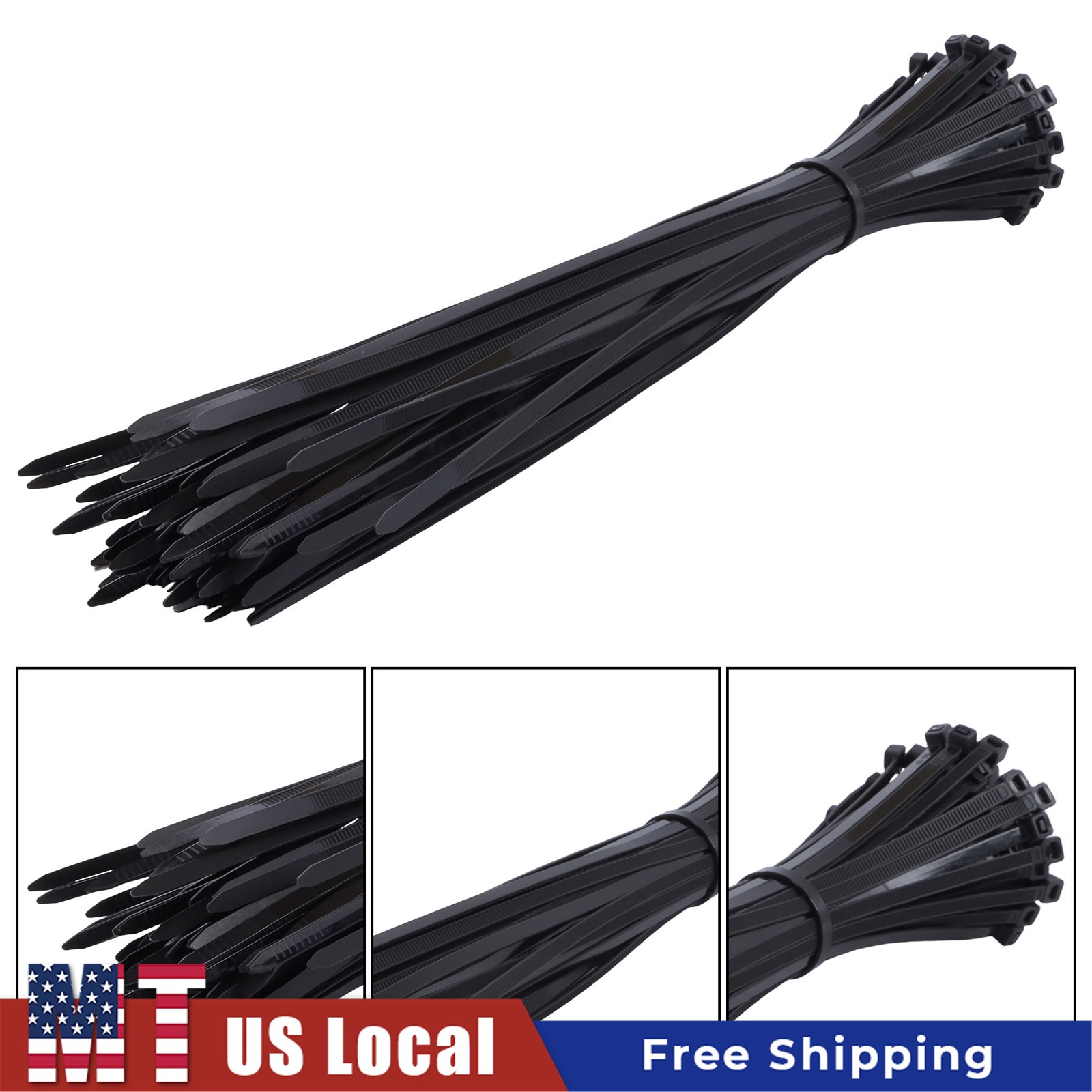Self-Locking Zip Ties 1200pcs 14 Inch Nylon 50lb Heavy Duty 0.18in Width Black