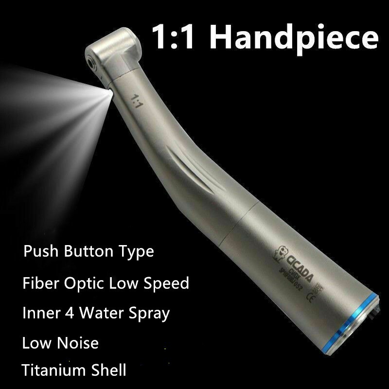 CICADA Dental 1:1 LED Fiber Optic Contra Angle Handpiece Low Speed
