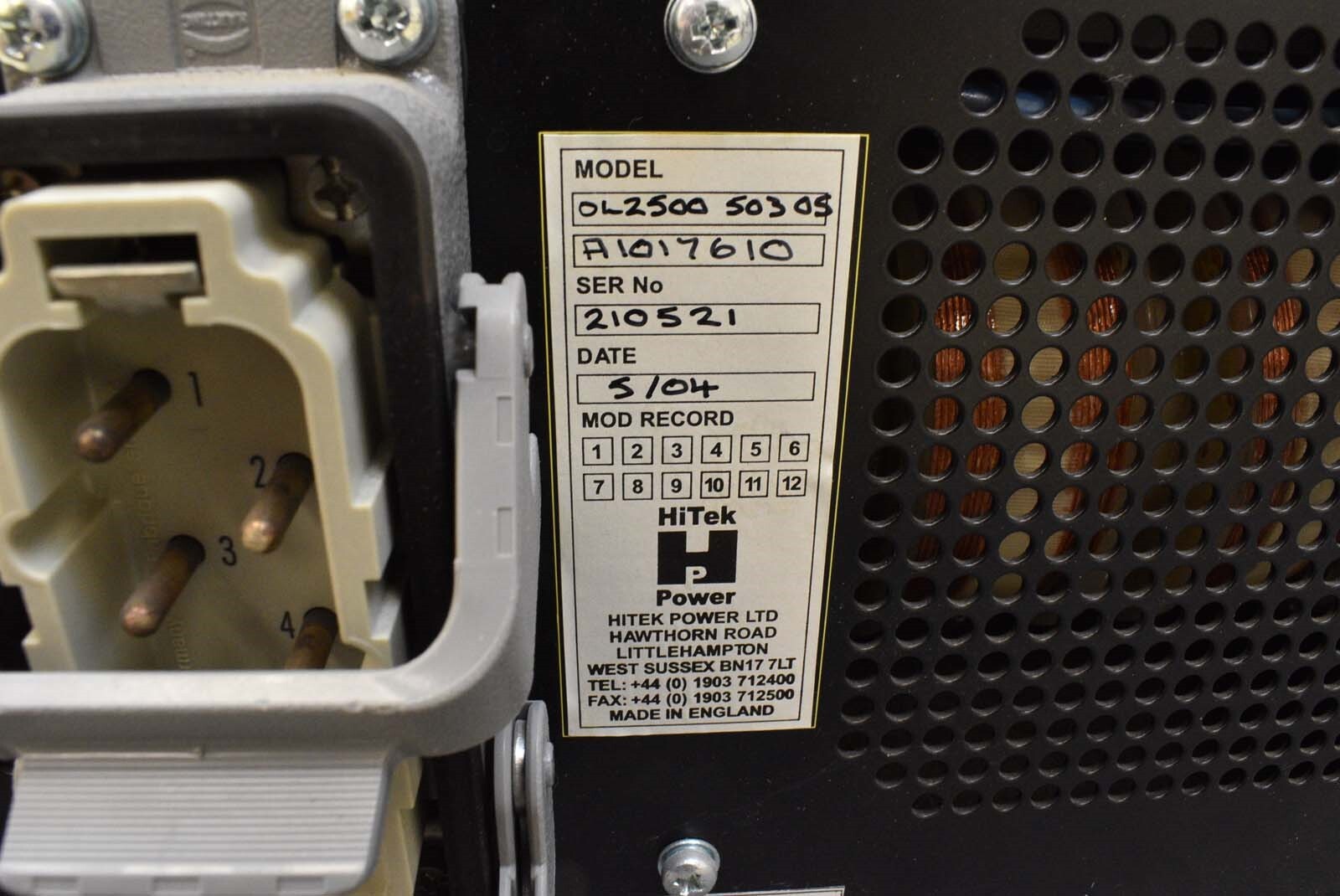 HiTek Power OL250050305 Power Supply A1017610 Series 2500 Spare Surplus