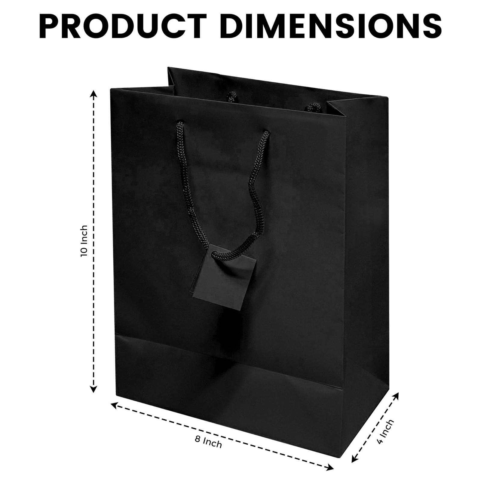 Novel Box Black Gift Bags with Handles 10 Pack 8x4x10 Inches Large Paper Bulk…