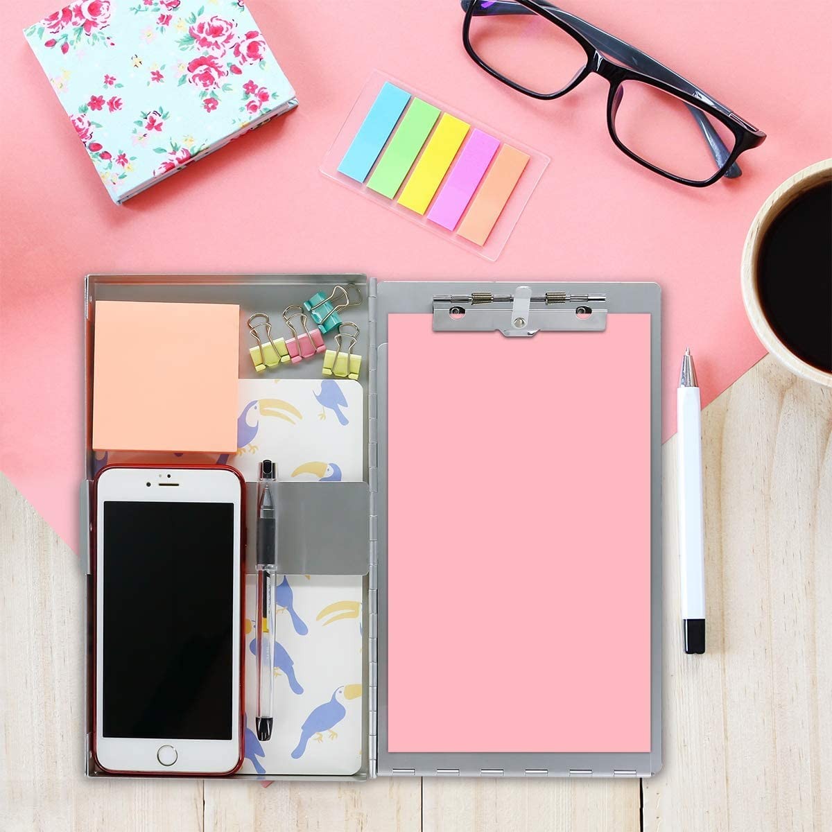 Small Aluminum Clipboard with Storage Memo Size, 6 x 10.2 Inches, Recycled Me…
