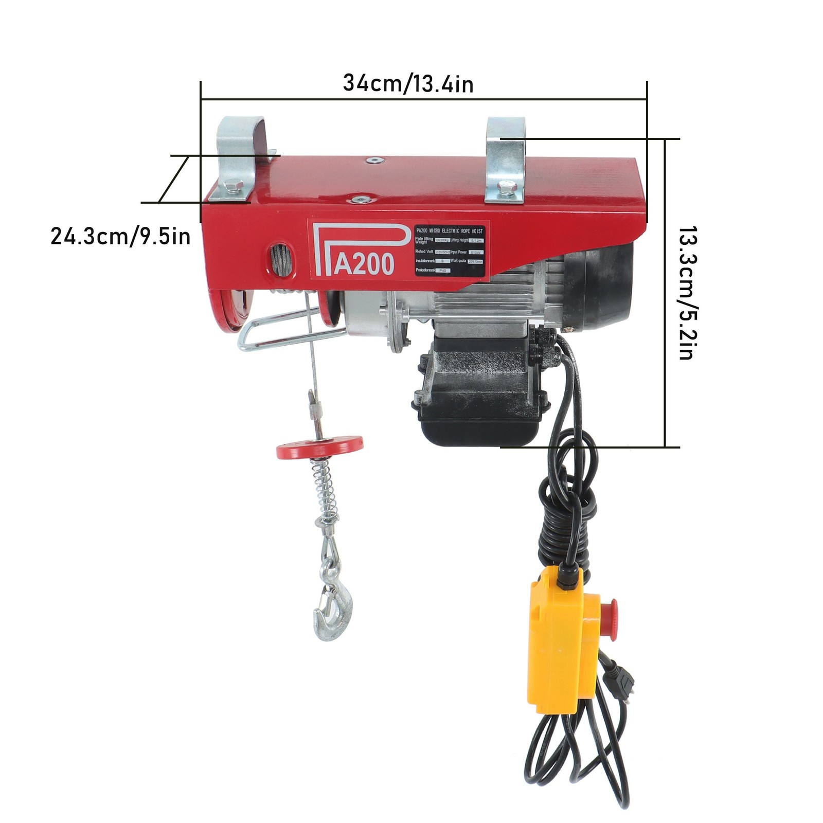 440lbs/ 200kg Electric Hoist with 14 FT Wired Remote Control 110V 510W Motor