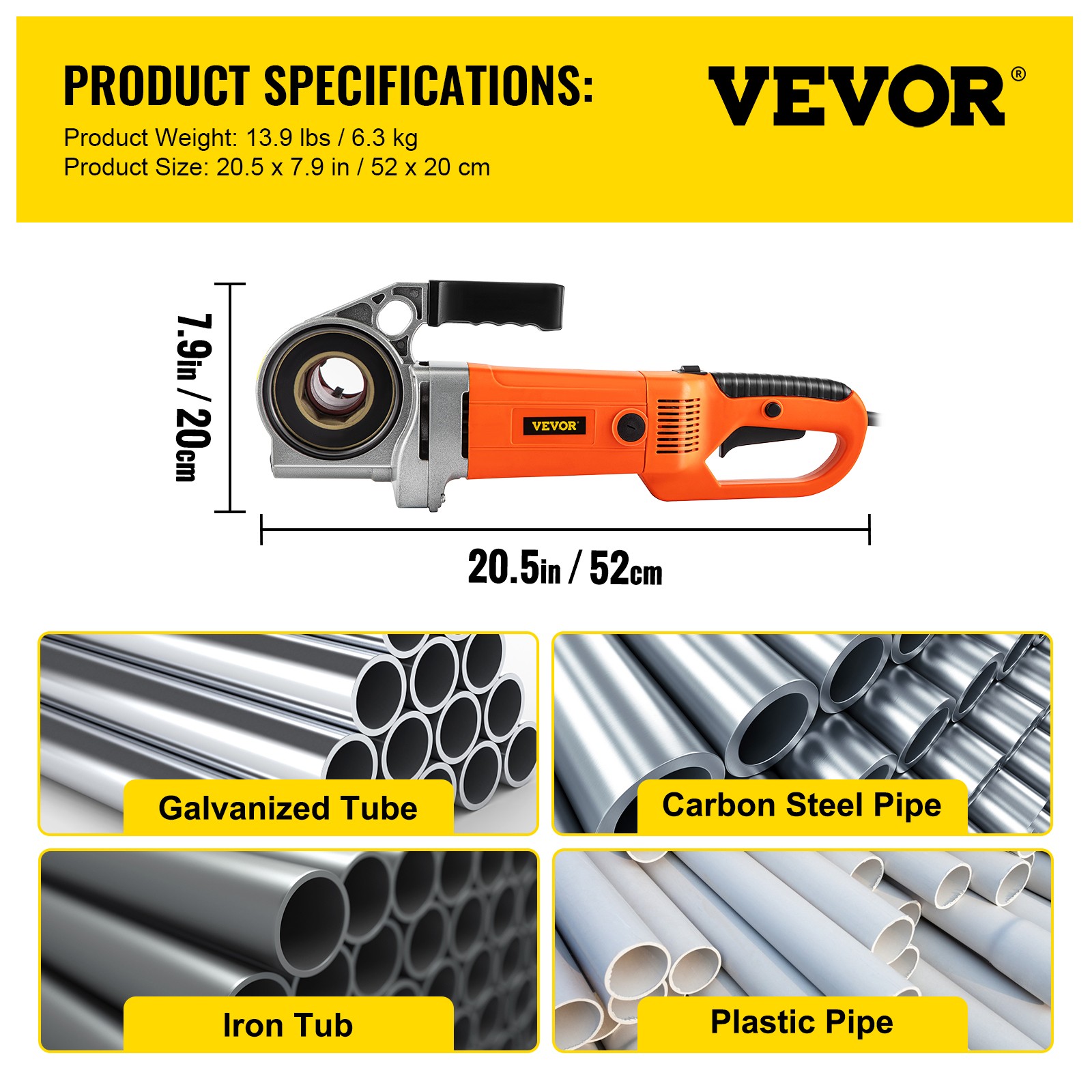 VEVOR Electric Pipe Threader Pipe Threading Machine 2300W 4 Dies 1/2″-1 1/4″