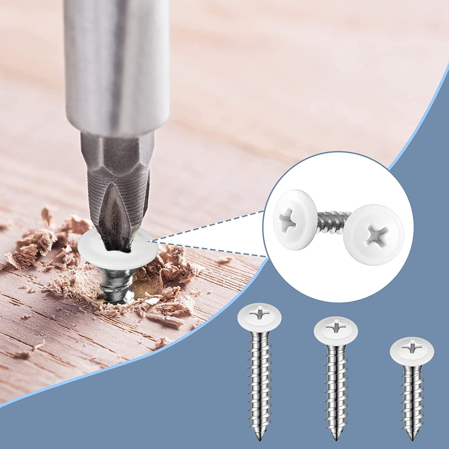 #8 White Wood & Sheet Metal Screws Truss Head Fasteners (120)n