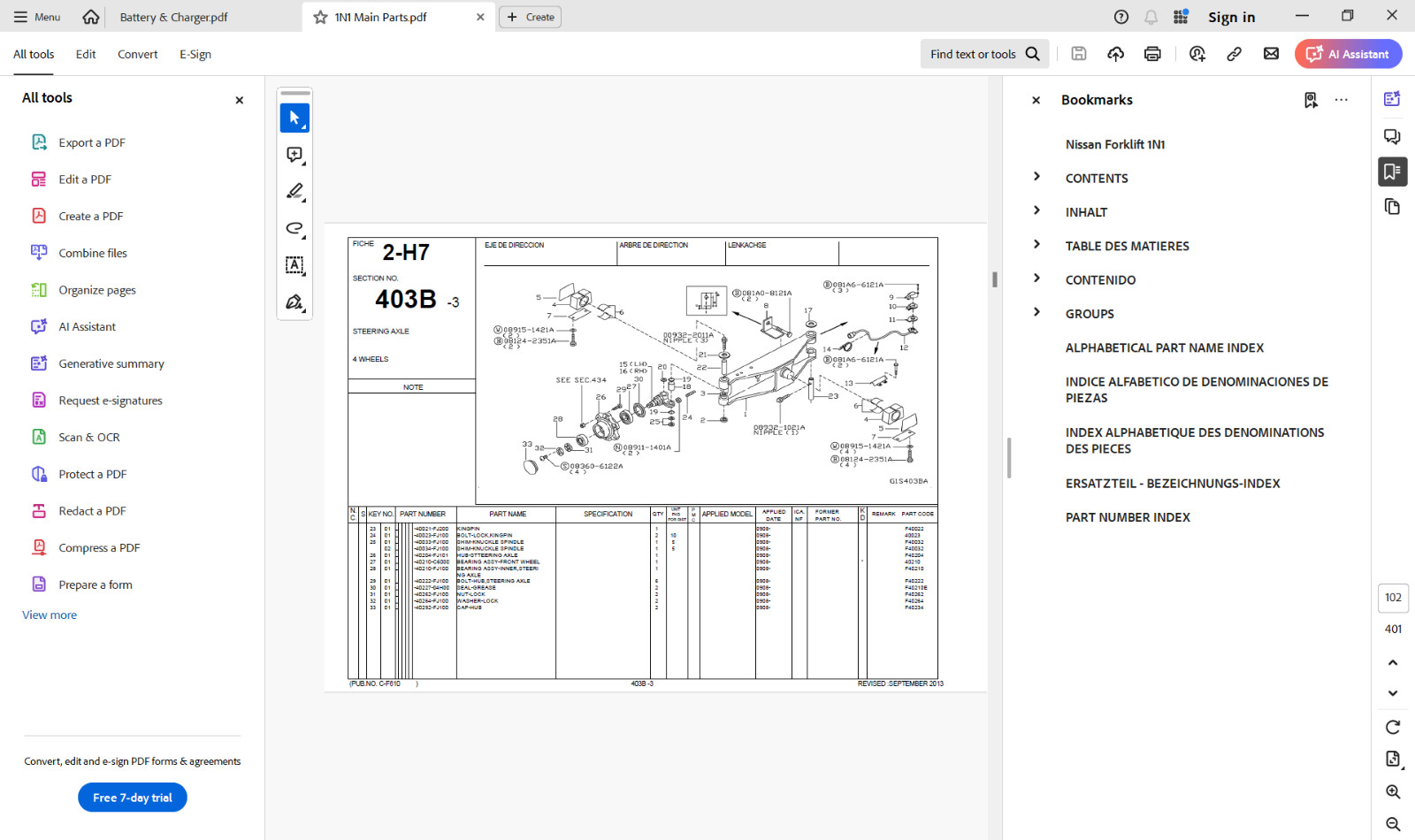 NISSAN FORKLIFT Service Manuals-Parts Manuals on a USB Flash Drive.