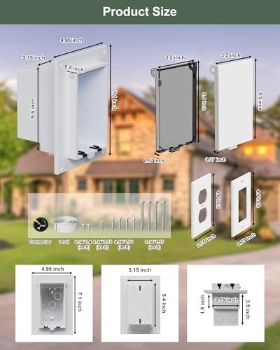 DBVR1W-1 Low Profile IN BOX Exterior Box, Outdoor Recessed Outlet Electrical Box