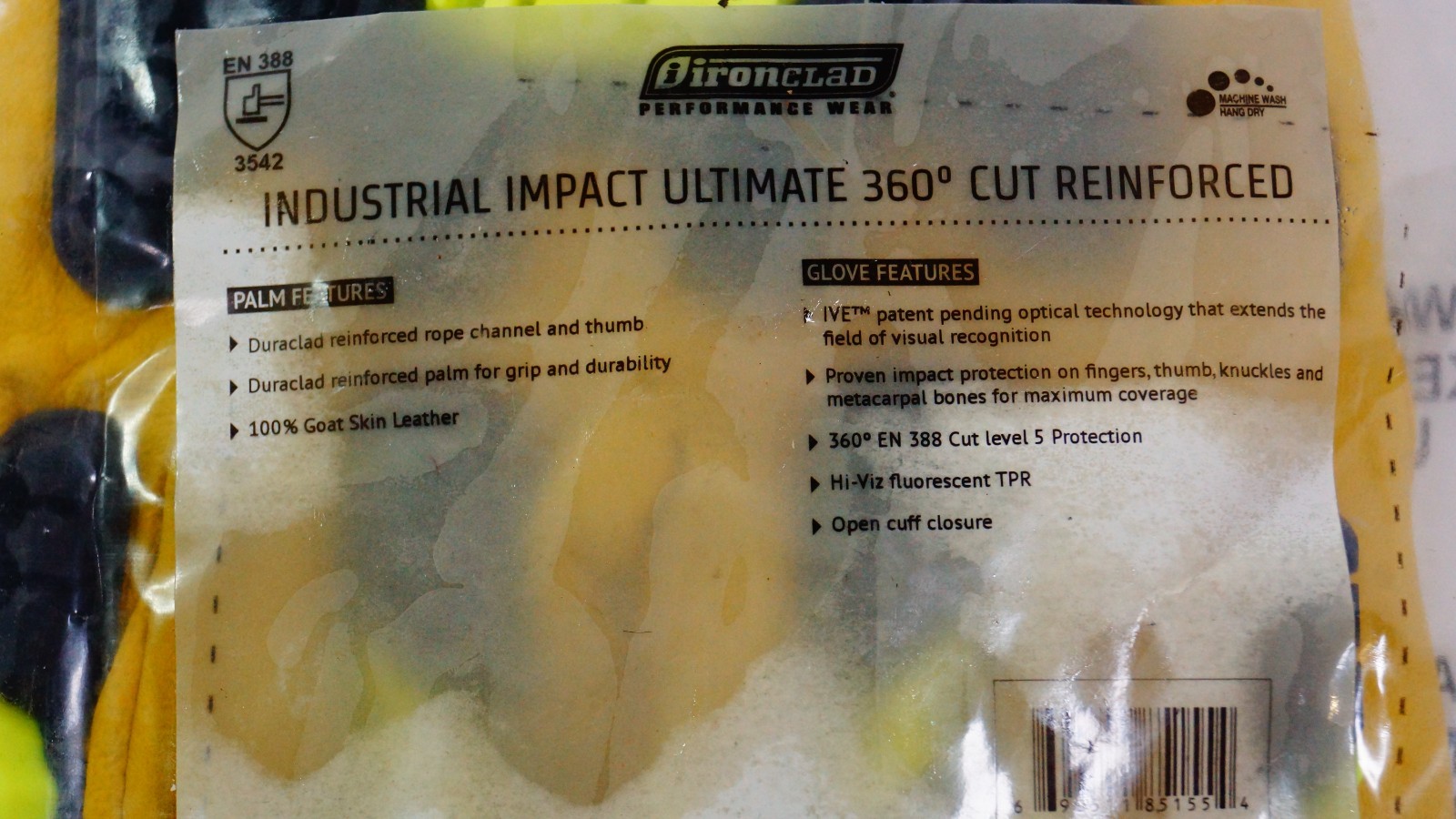 Ironclad Industrial Impact Ultimate 360 Cut Reinforced Leather Gloves Sz XL NEW