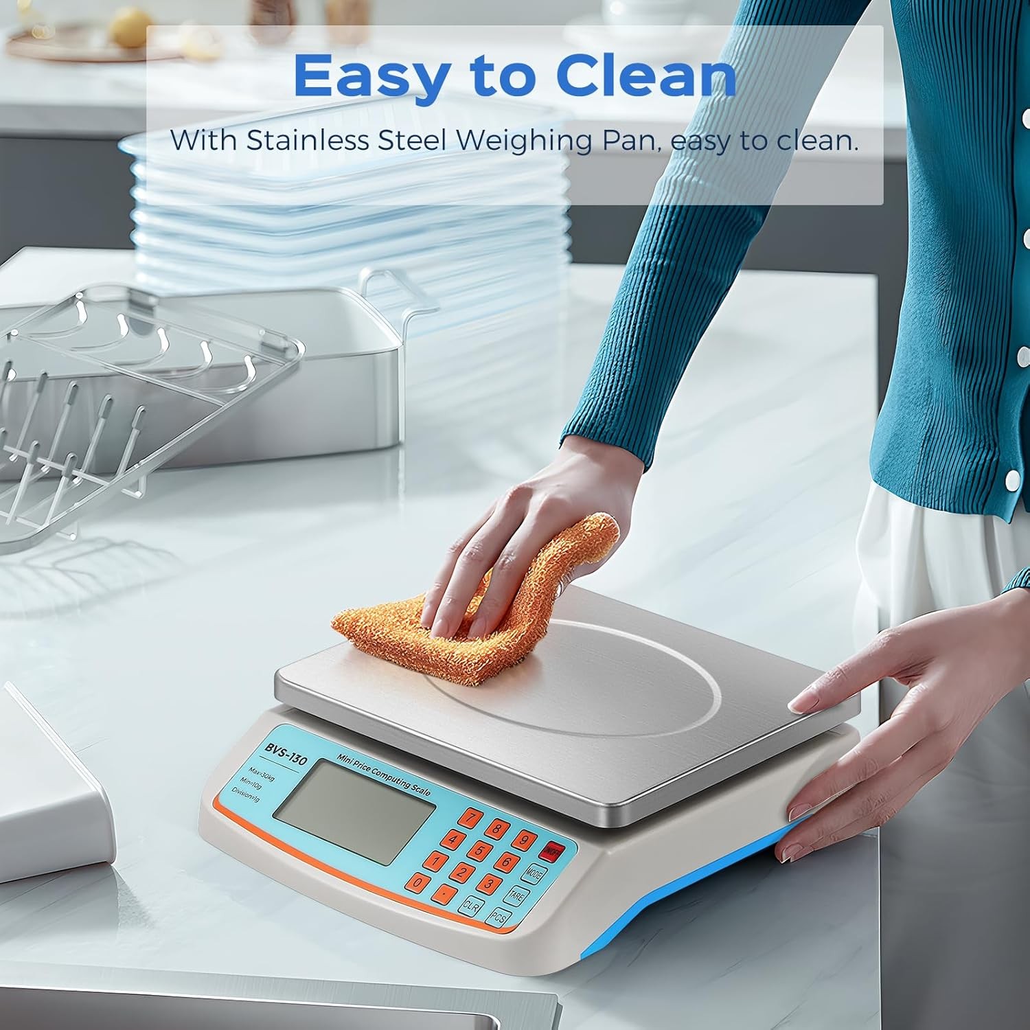 Commercial Food Scale 66Lb/ 30Kg with Stainless Steel Platter Price Computing Sc