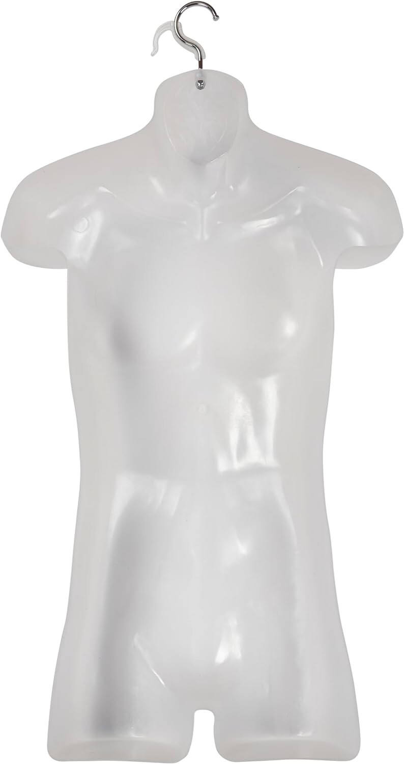 2 Clothing Display Torso Forms Fits S – L Hanging Male Female Mannequin Frosted