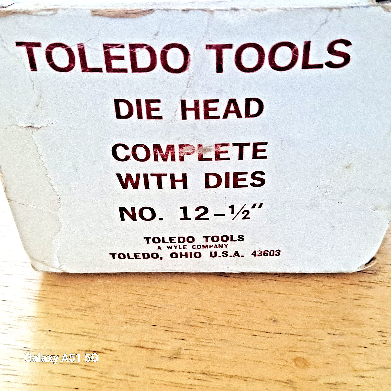 Toledo No. 12 1/2″ Drop Head Pipe Threading Die Head NEW NOS FREE SHIPPING
