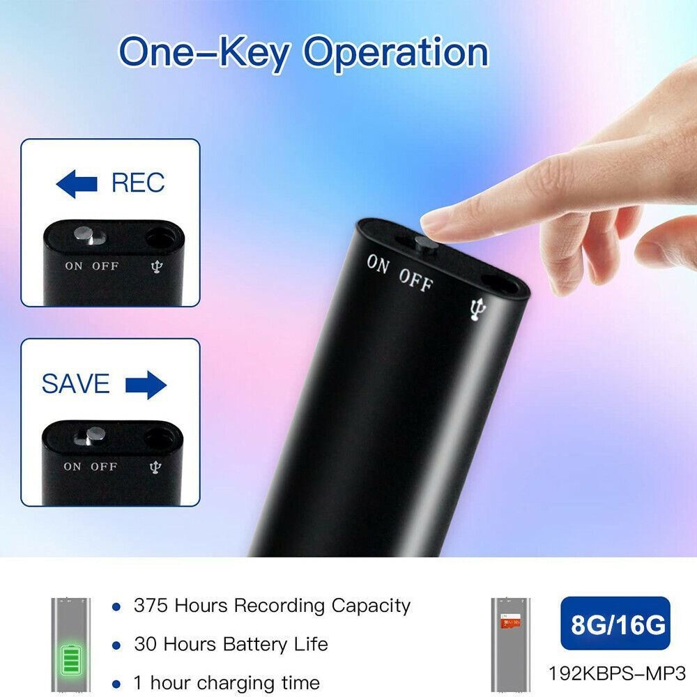 2X Mini Spy Audio Recorder Voice Listening Device 96 Hours 8/16GB Bug Recording
