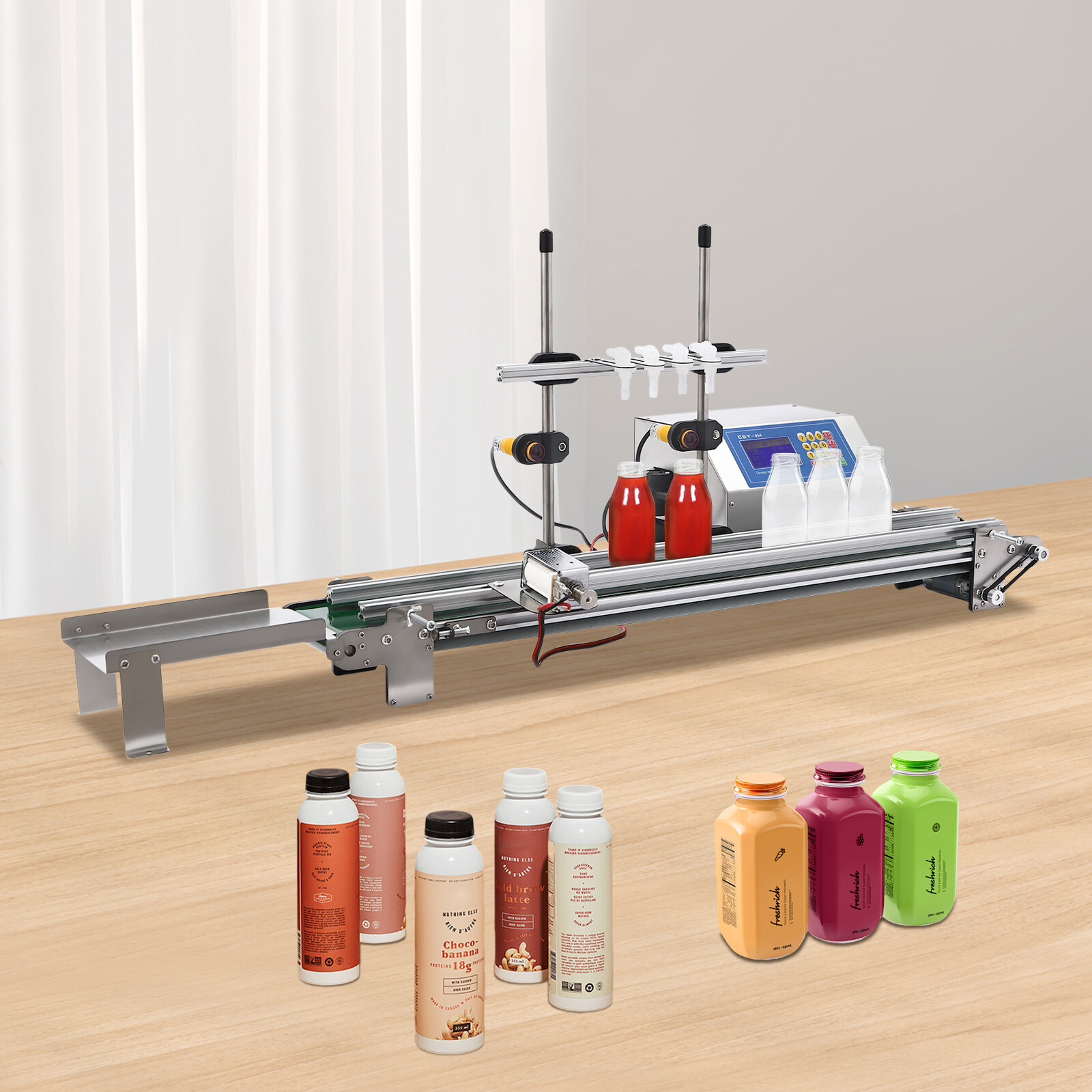 4-Head Automatic Liquid Filling Machine 10-500ml Bottle Filler Mini Filling Line