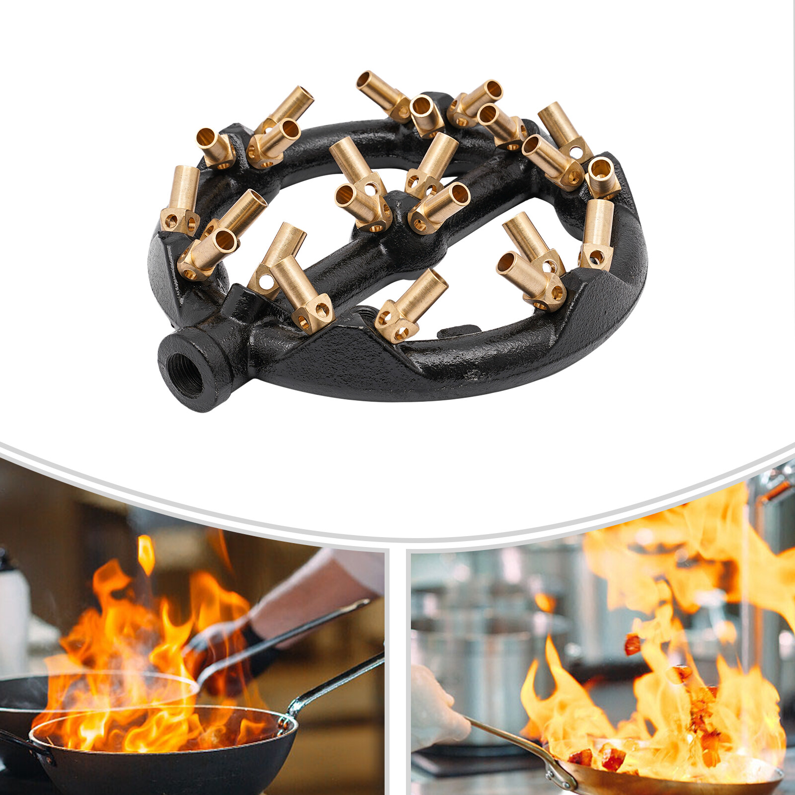 Jet Burner with 23 Heads Tips of Natural Gas Intake Chinese Wok Range Pot 65mm