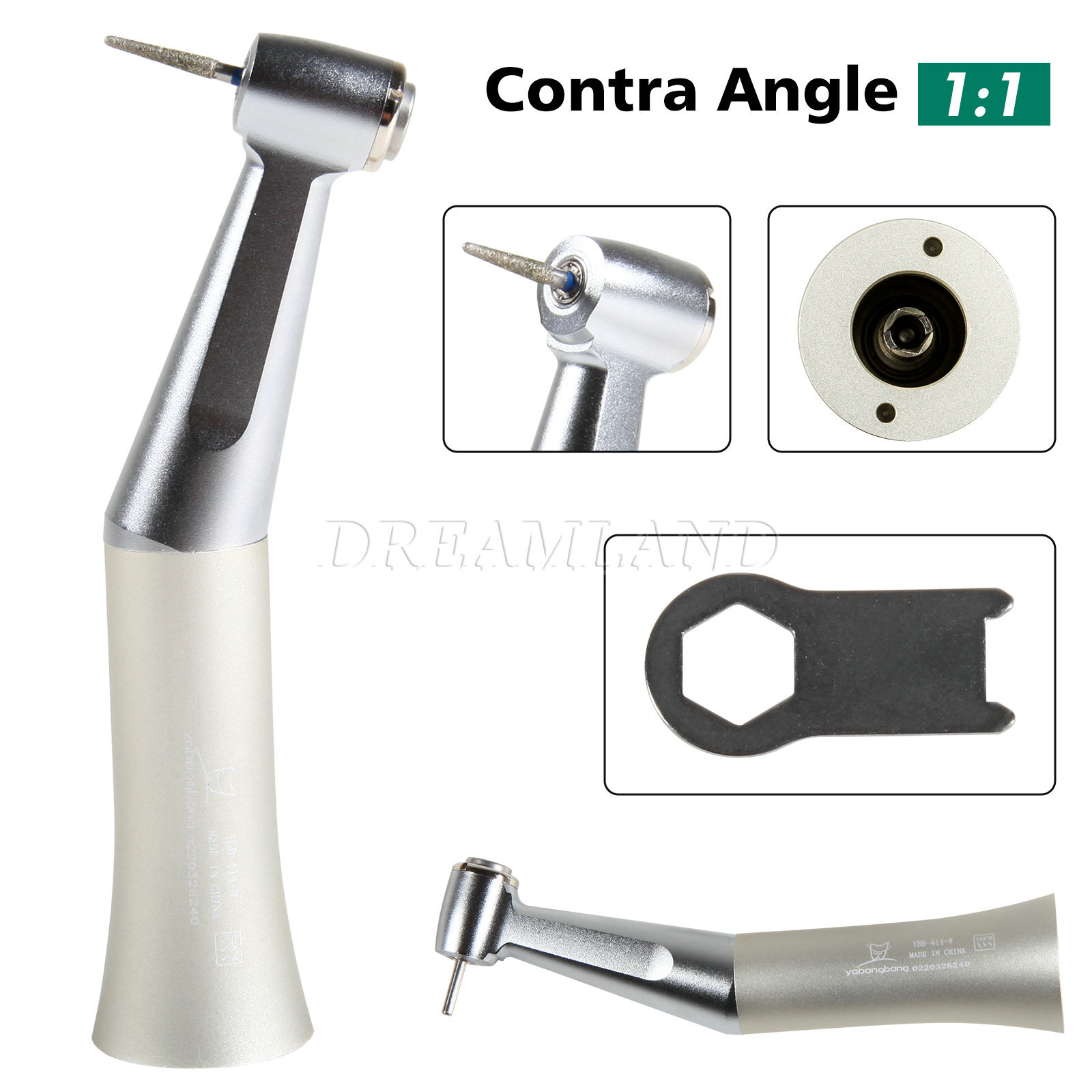 1-10 Dental Slow Speed Contra Angle Handpiece FG1.6mm / 4 Hole Air Motor Fit NSK