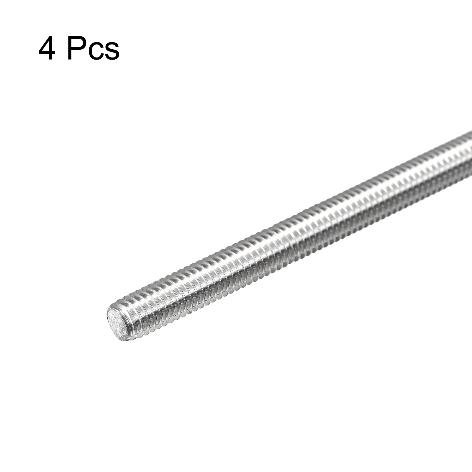 4Pcs Fully Threaded Rod M6x500mm 1mm Pitch 304 Stainless Steel Right Hand