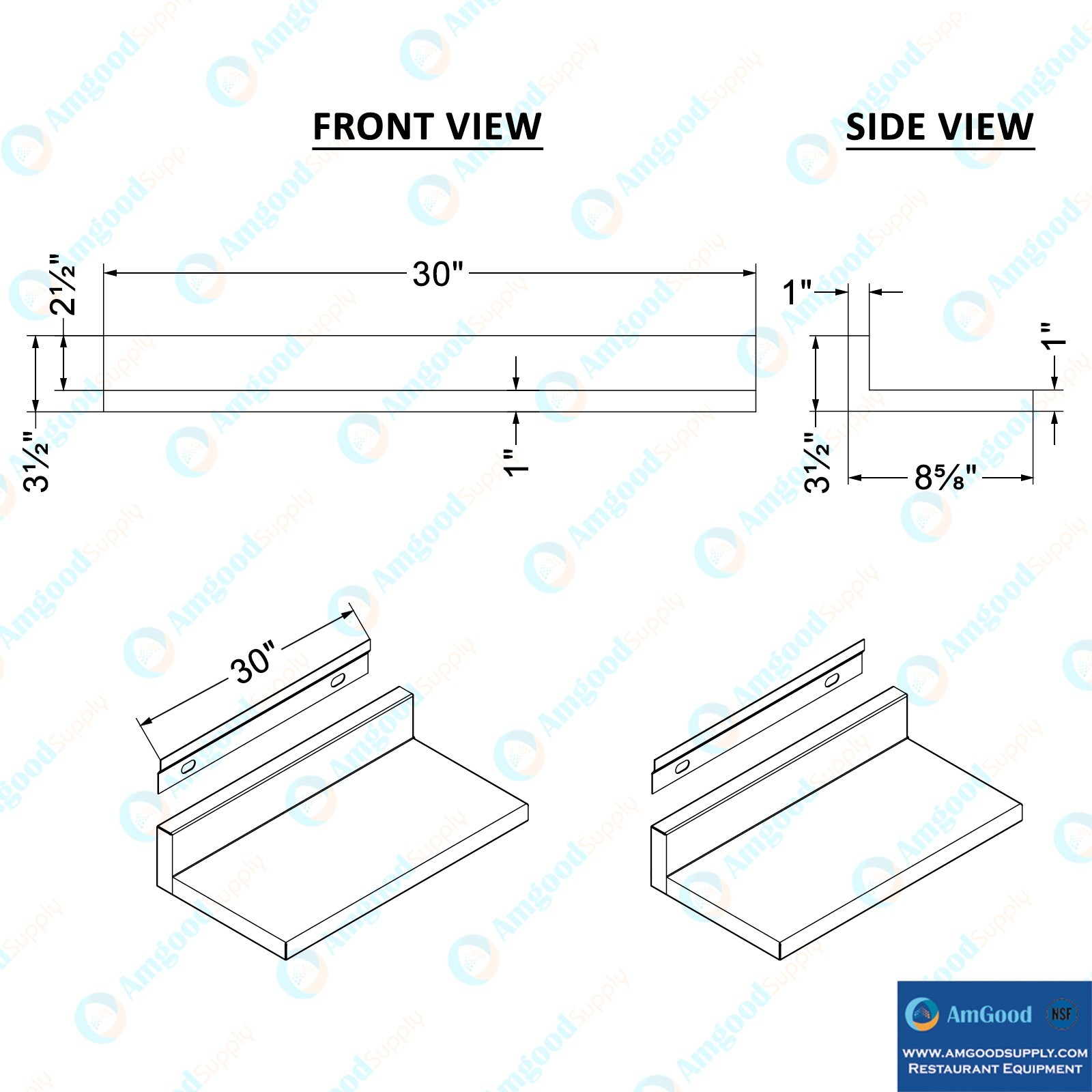 30 in. Stainless Steel Wall Shelf (2 Pack) – 30 in. x 8.6 in. x 3.5 in.