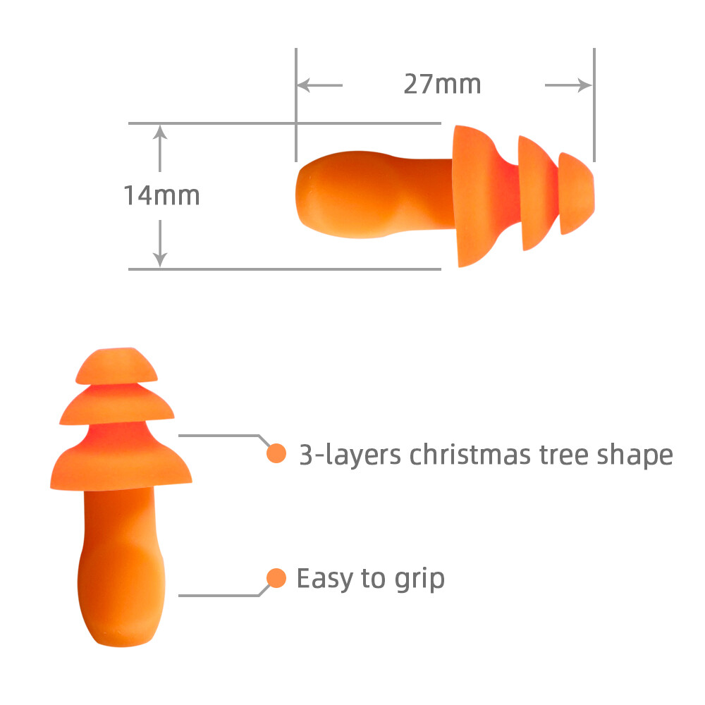 10 Pair Silicone Corded Ear Plugs Reusable Shooting Hearing Protection with Cord