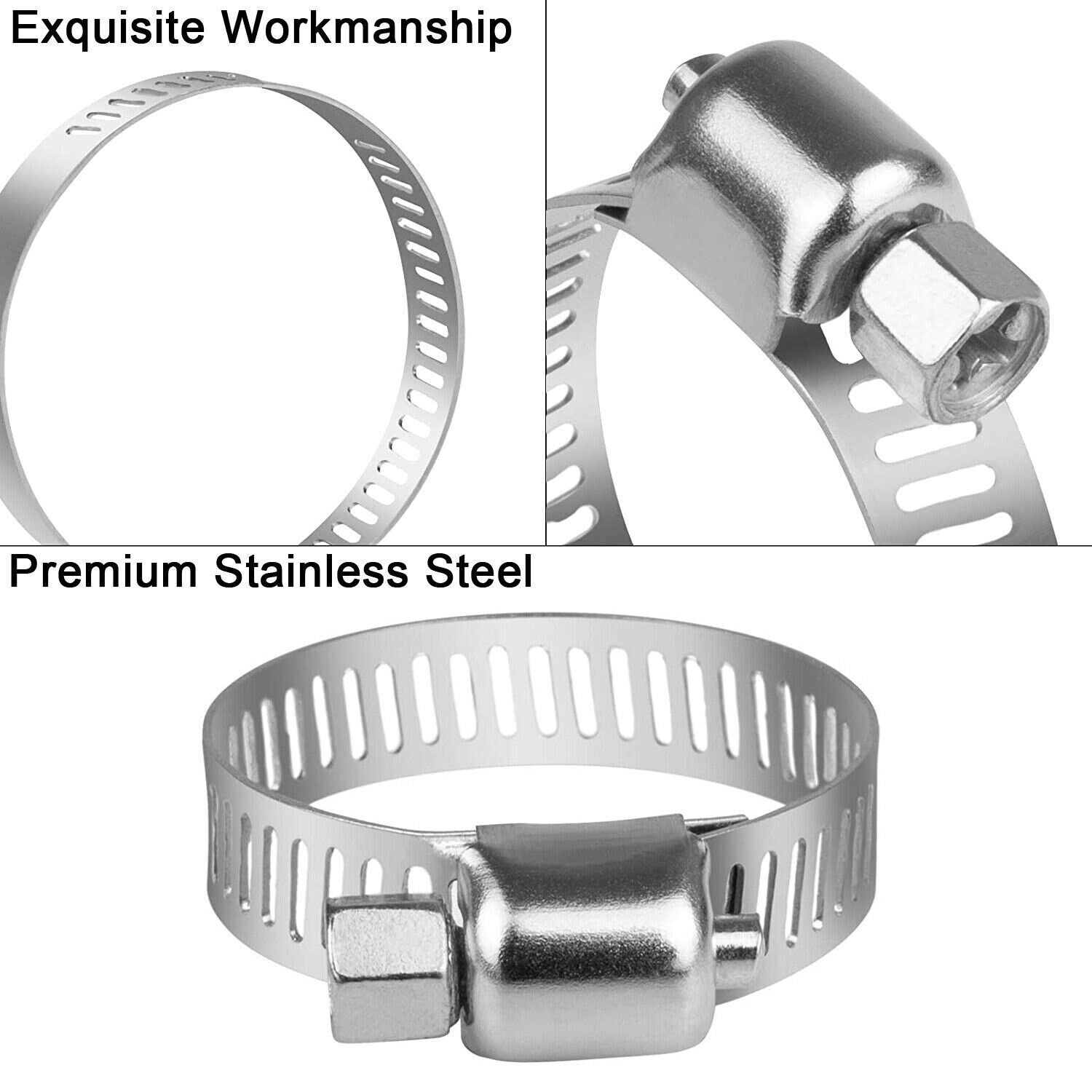130pcs Adjustable Hose Clamps Worm Gear Stainless Steel Clamp Assortment set