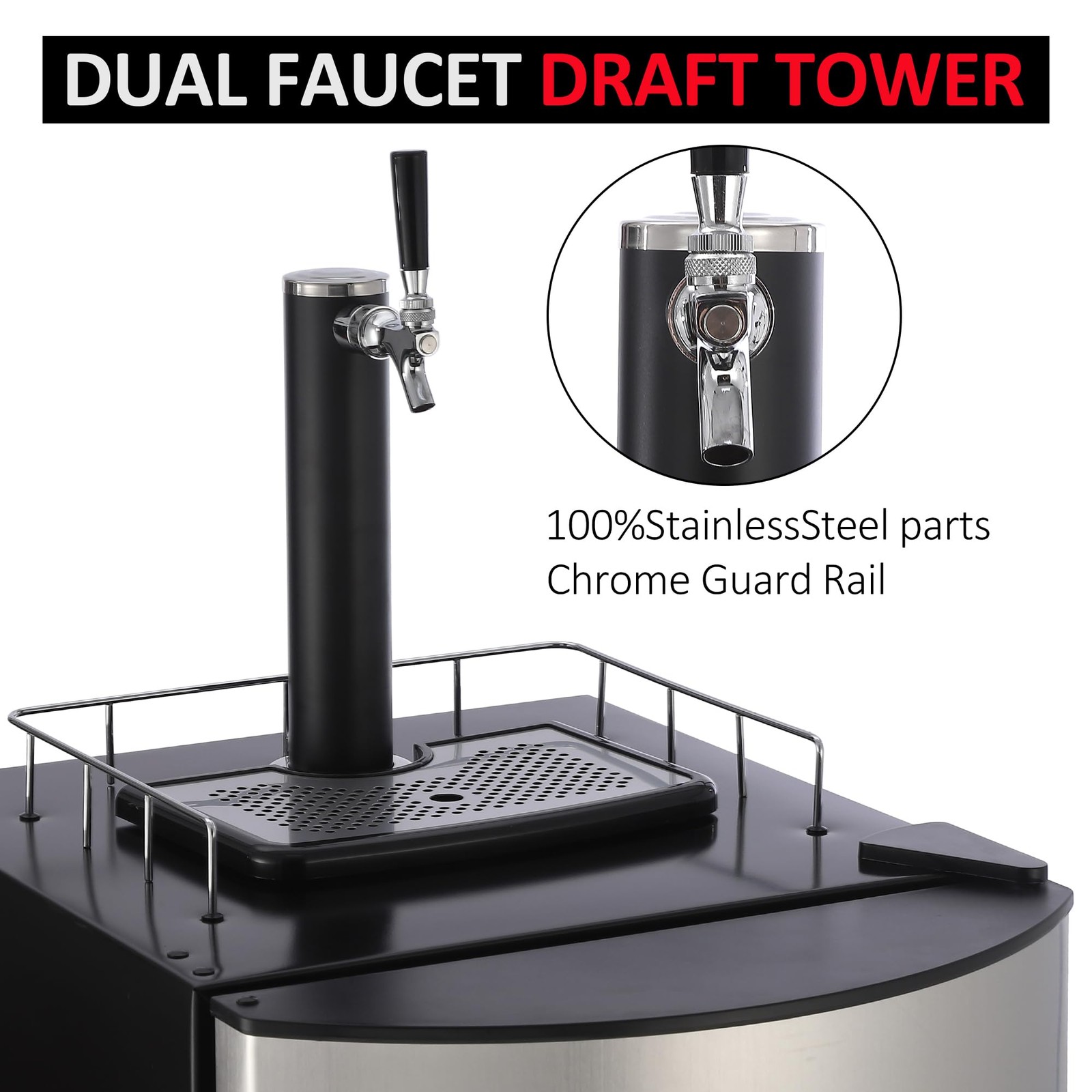 24» Full Size Kegerator Refrigerated Beer Dispenser W Faucet 32°F- 50°F 97/128L
