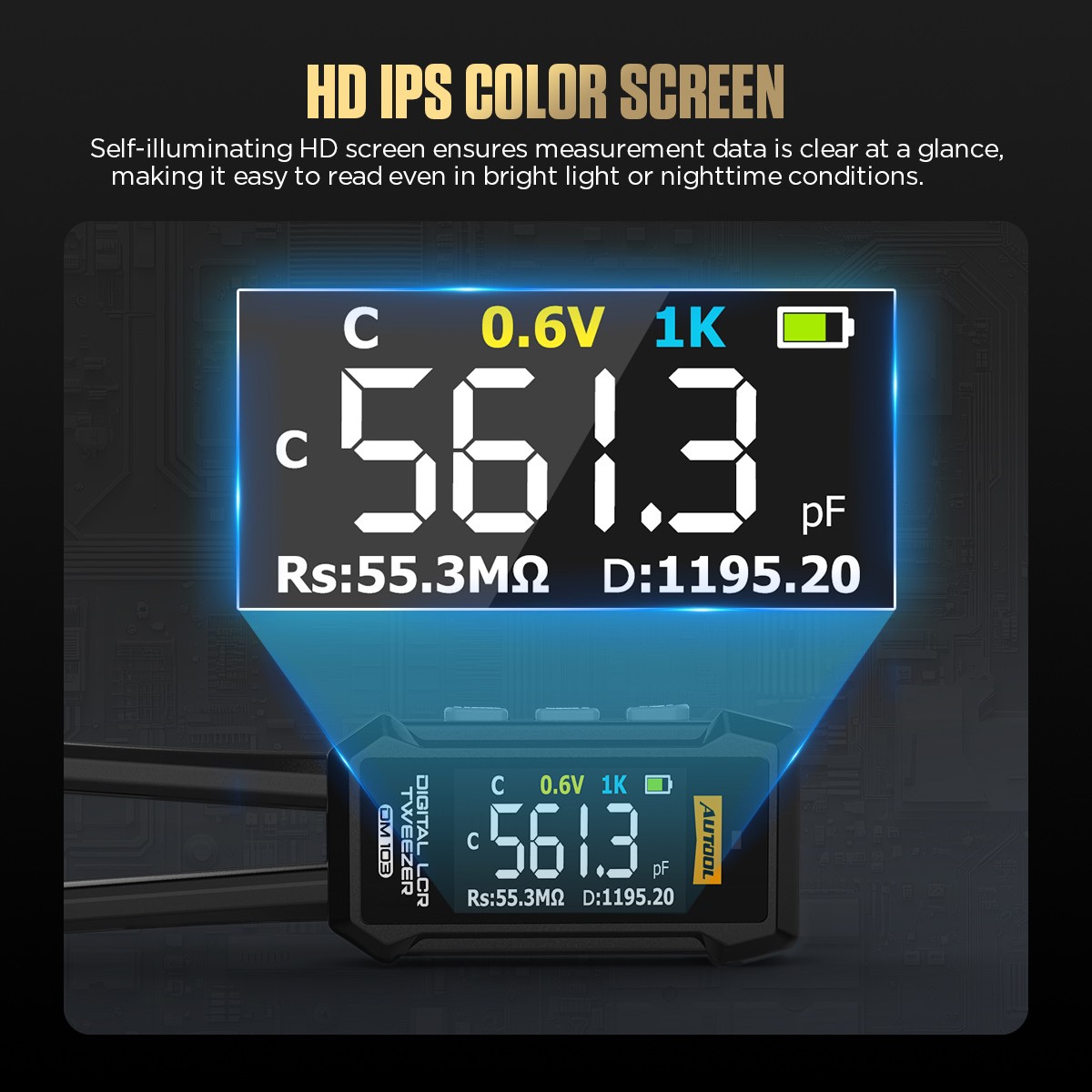 Digital Smart Tweezer LCR Meter SMD ESR Tester Capacitance Resistance Diode Test