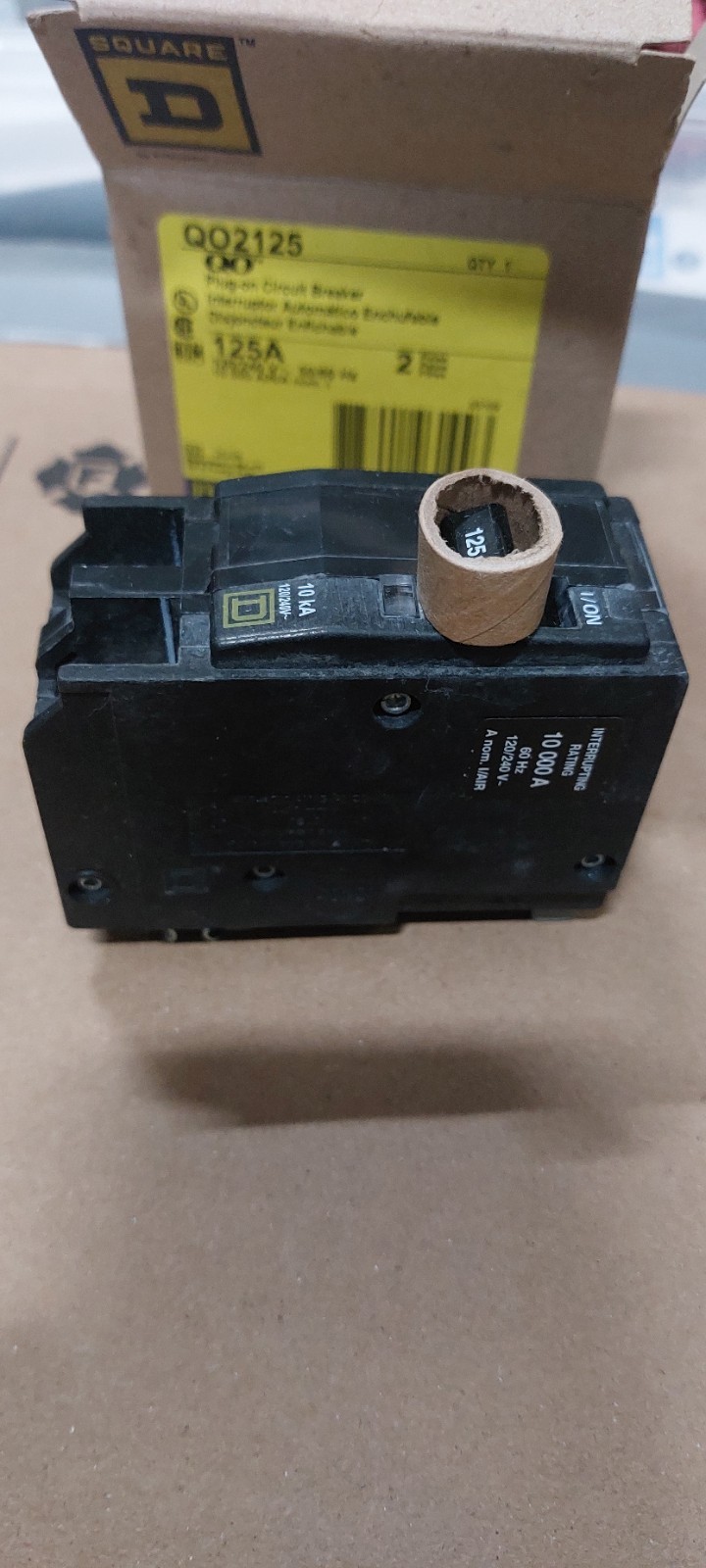1 SQUARE D TYPE QO2125 2POLE 125AMP PLUG ON FOR QO- NQ-NQOD PANELS