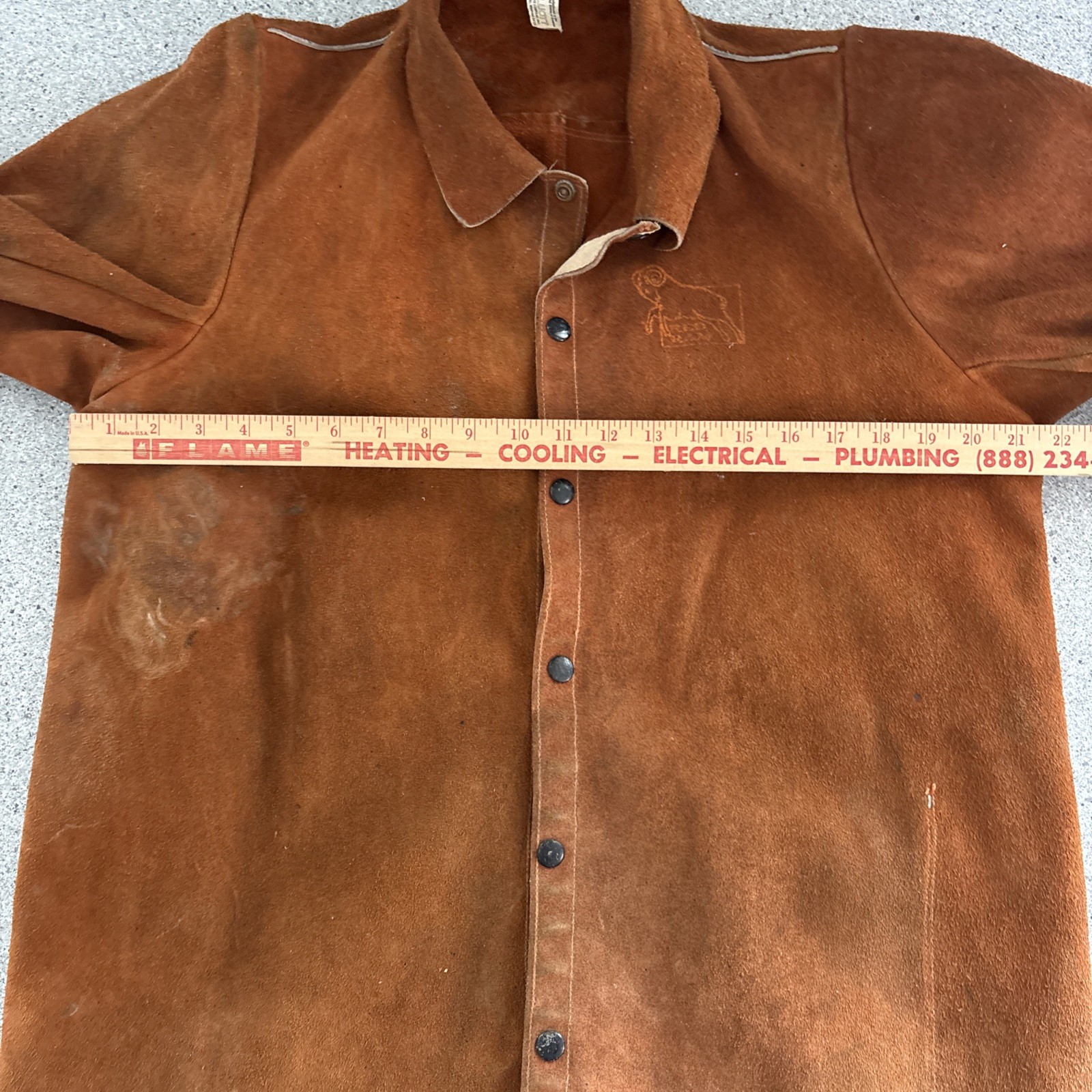VTG Red Ram Leather Jacket Weld Pro Flame Resistant Mens L Made In USA Cowhide