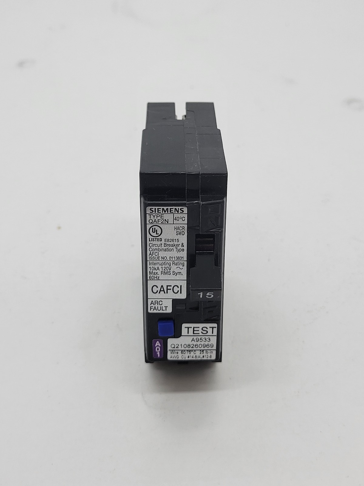 10PC Siemens QA115AFCN Plug-In Circuit Breaker 15A 1P 120V 10KA QAF2N CAFCI