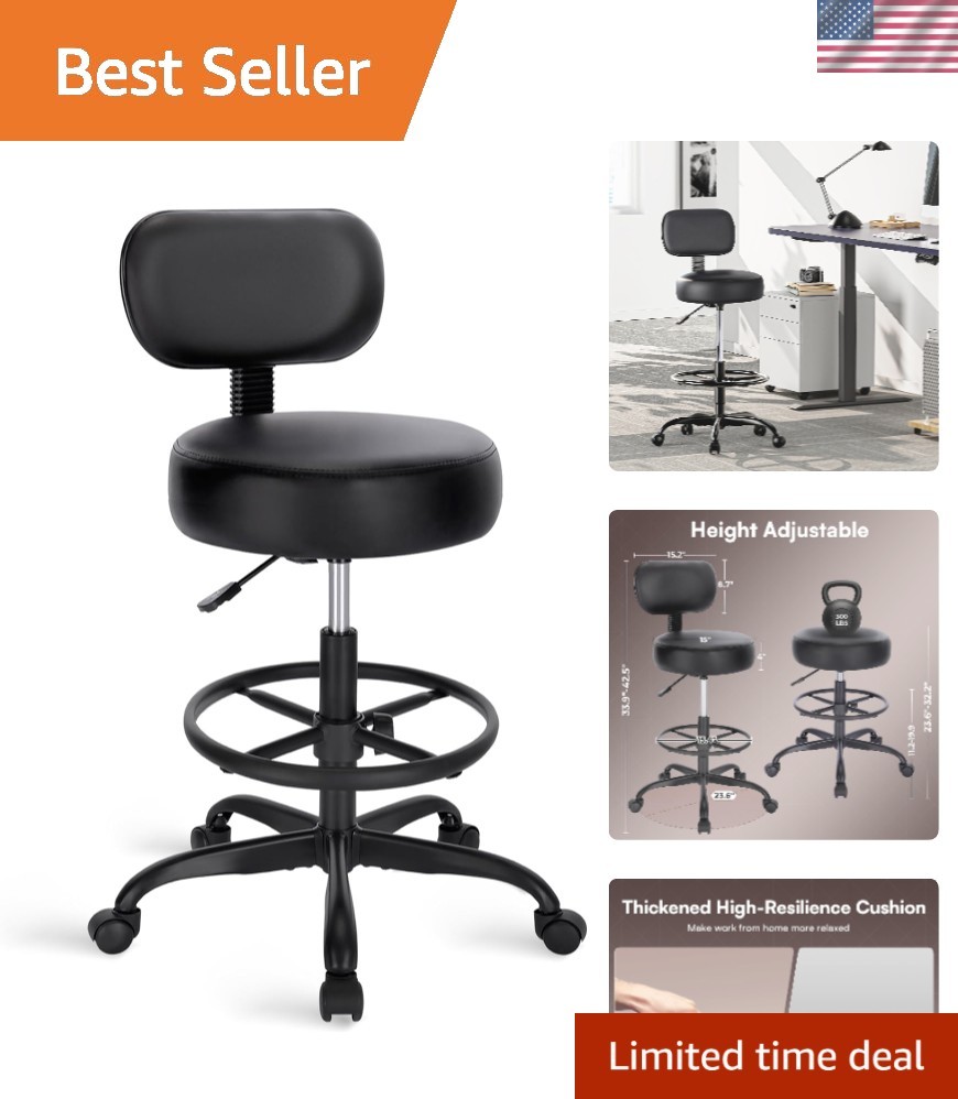 All-Black Office Chair with Removable Footrest & High-Density Cushion