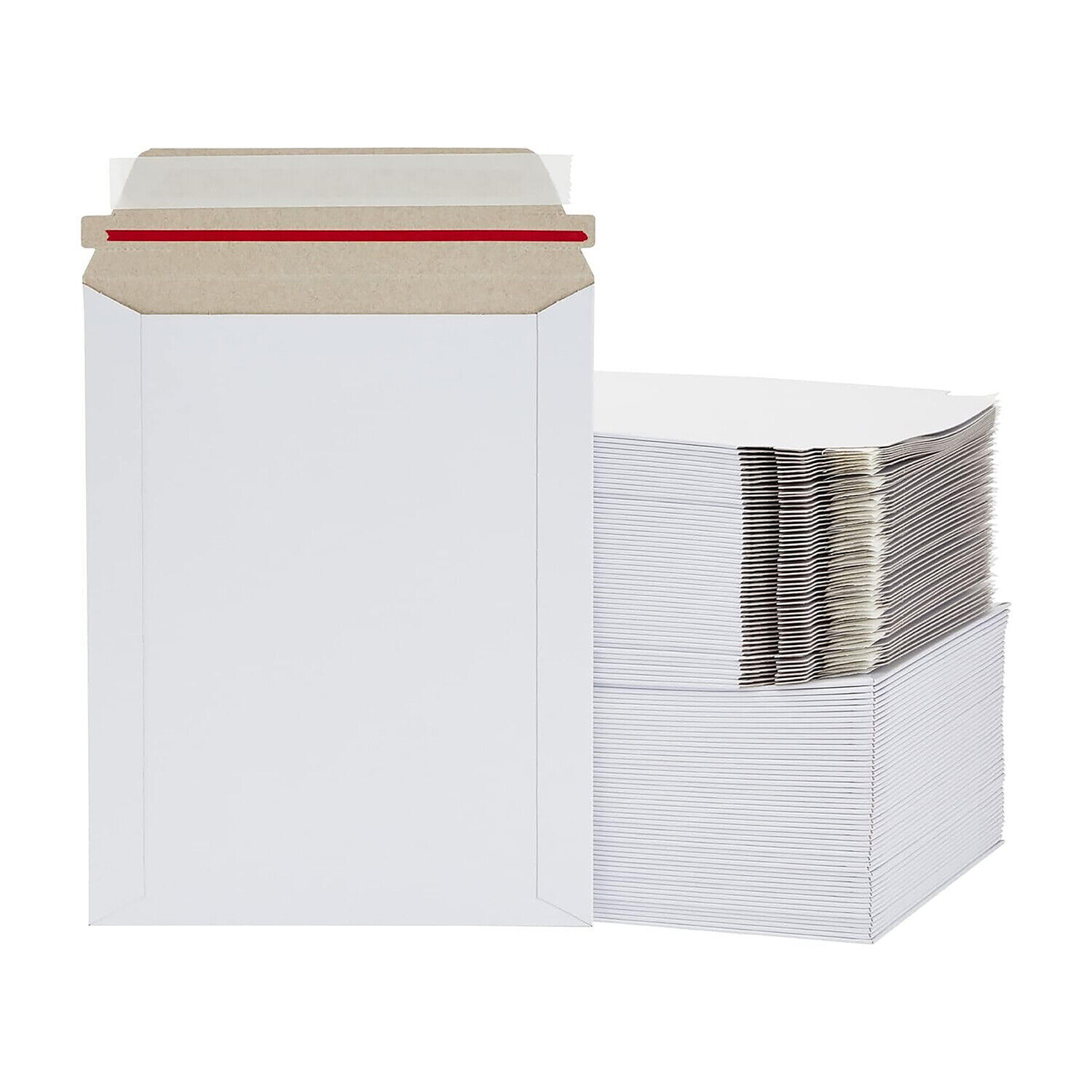 100 – 6×8″ Rigid Flat Photo Documents Mailers – Self-Seal – White