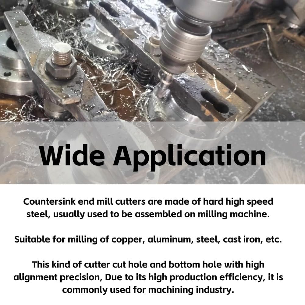 5Pcs Counterbore Drill Bits Set, 4 Flutes Straight End Mill Cutter HSS Countersi