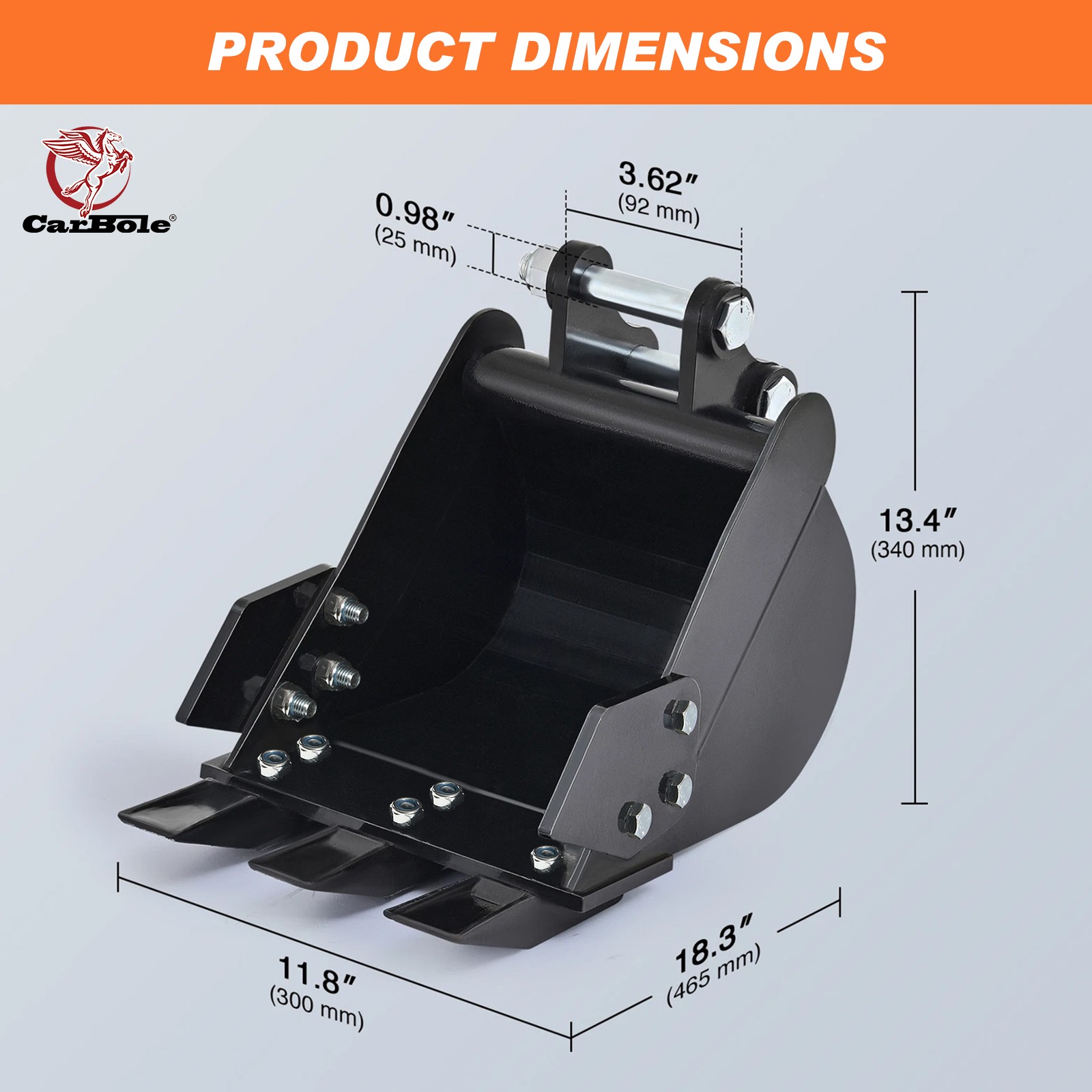 11.8in Bucket Mini Excavator 300mm for 0.8-2 Ton Small Diggers Narrow Heavy Duty