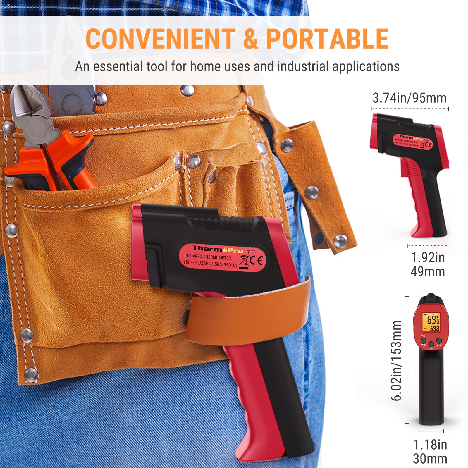 Non-Contact IR Laser Infrared Digital Temperature Thermometer Gun LCD Pyrometers