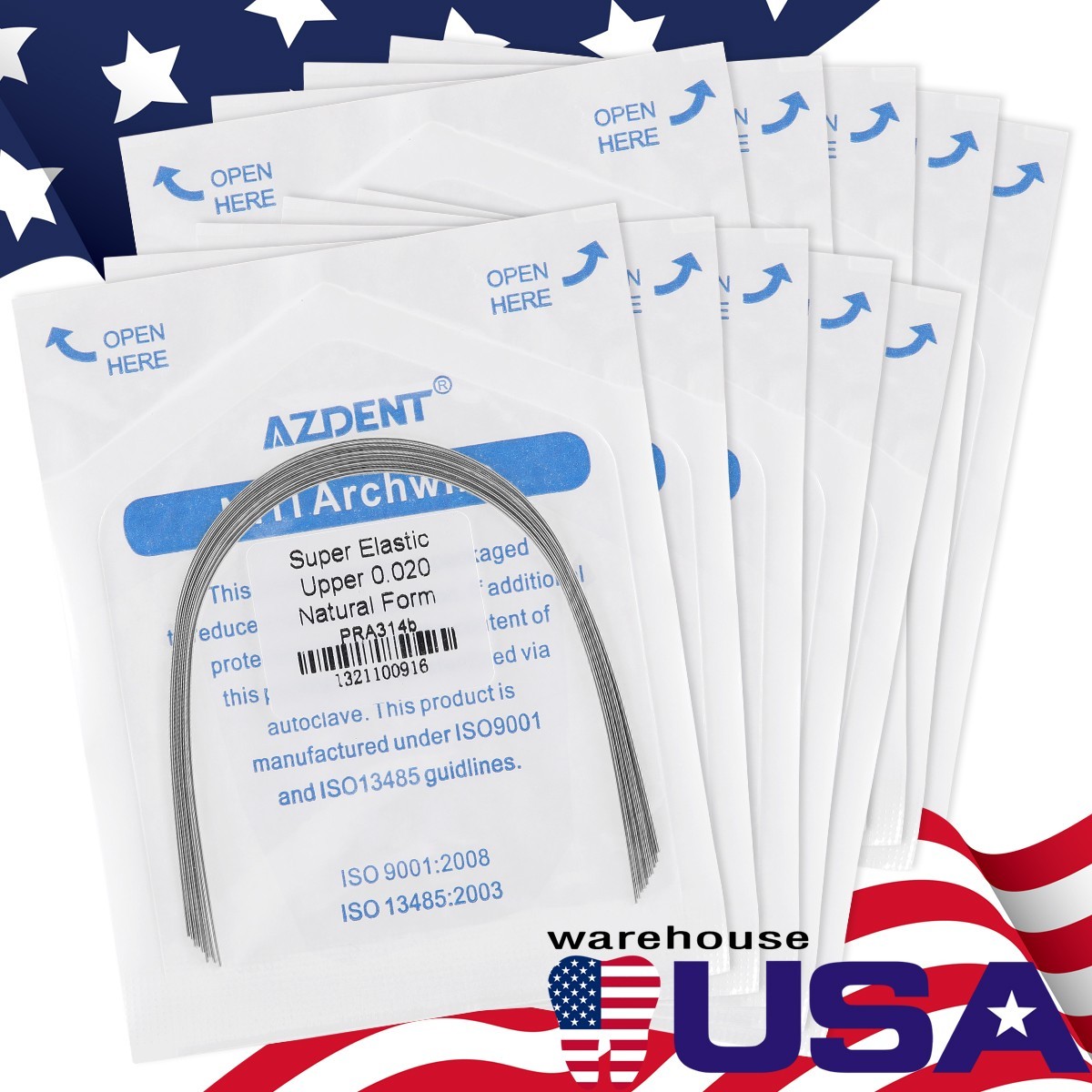AZDENT Dental Orthodontic Niti Arch Wire Round Nature Form 10pcs/pack