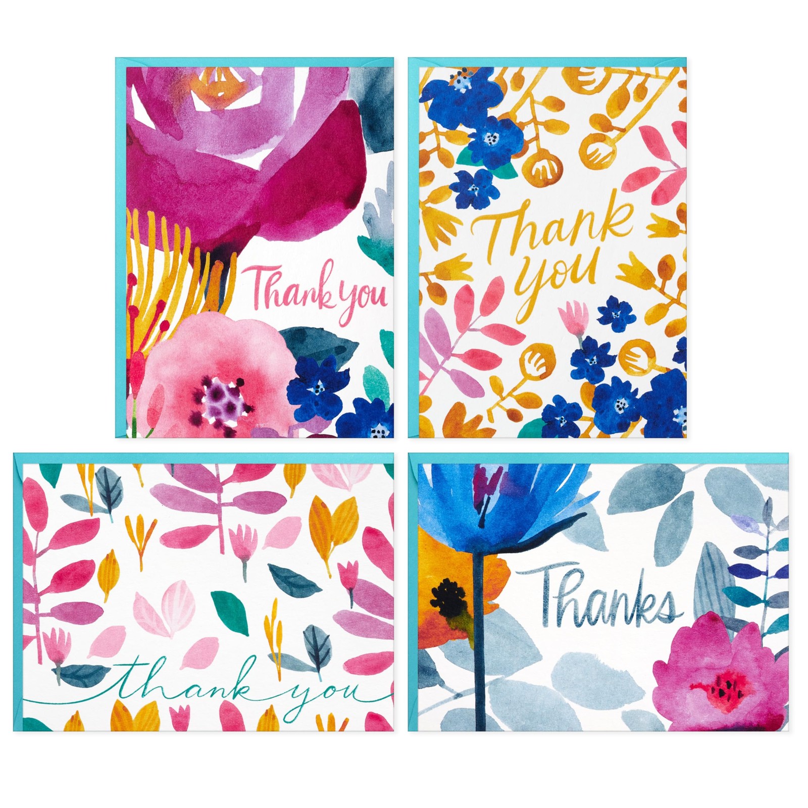 Hallmark Thank You Notes Assortment 4 inches x 5.5 inches, Watercolor Florals