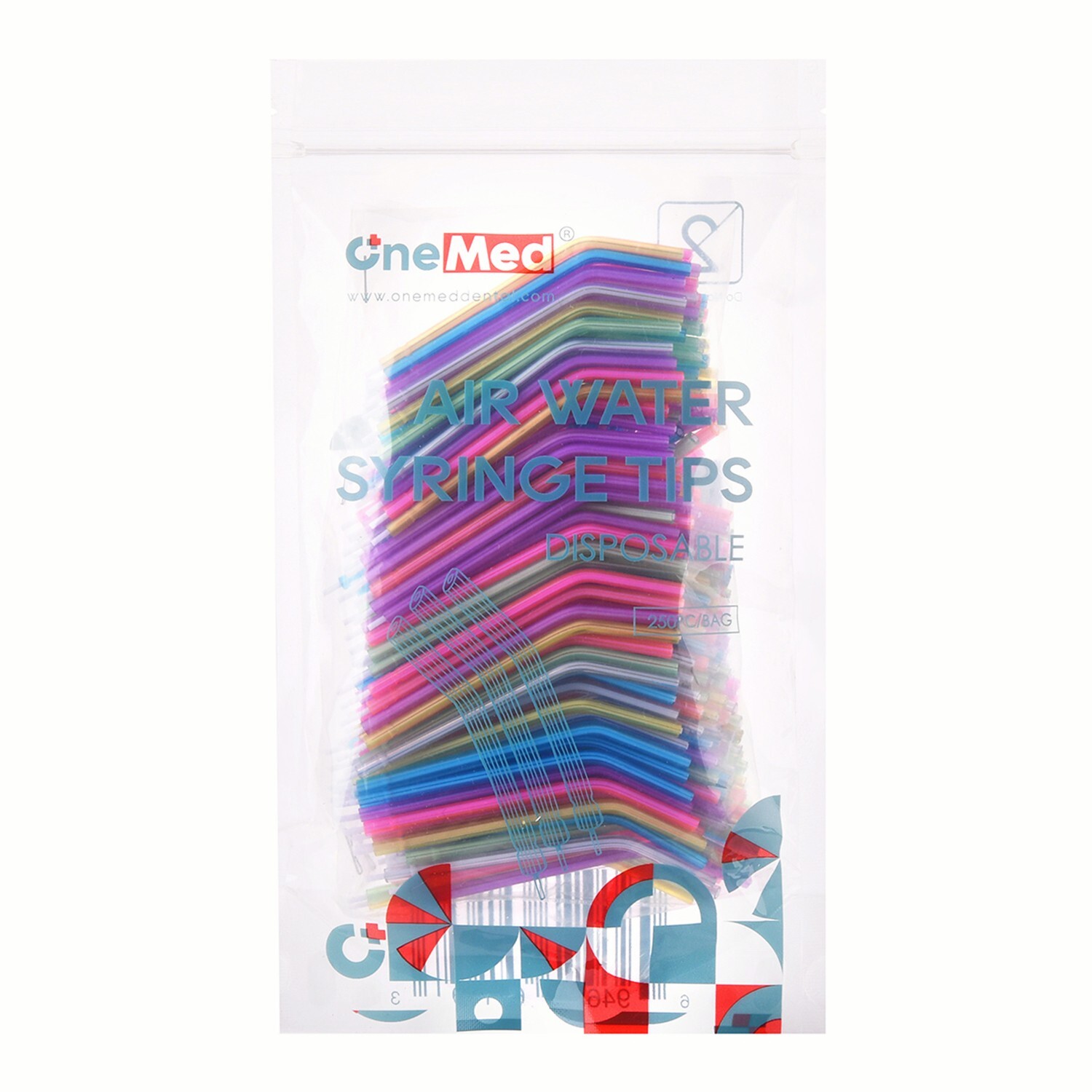 2000 Dental Disposable Air Water Syringe Tips-White Inner Rainbow Outer Tube
