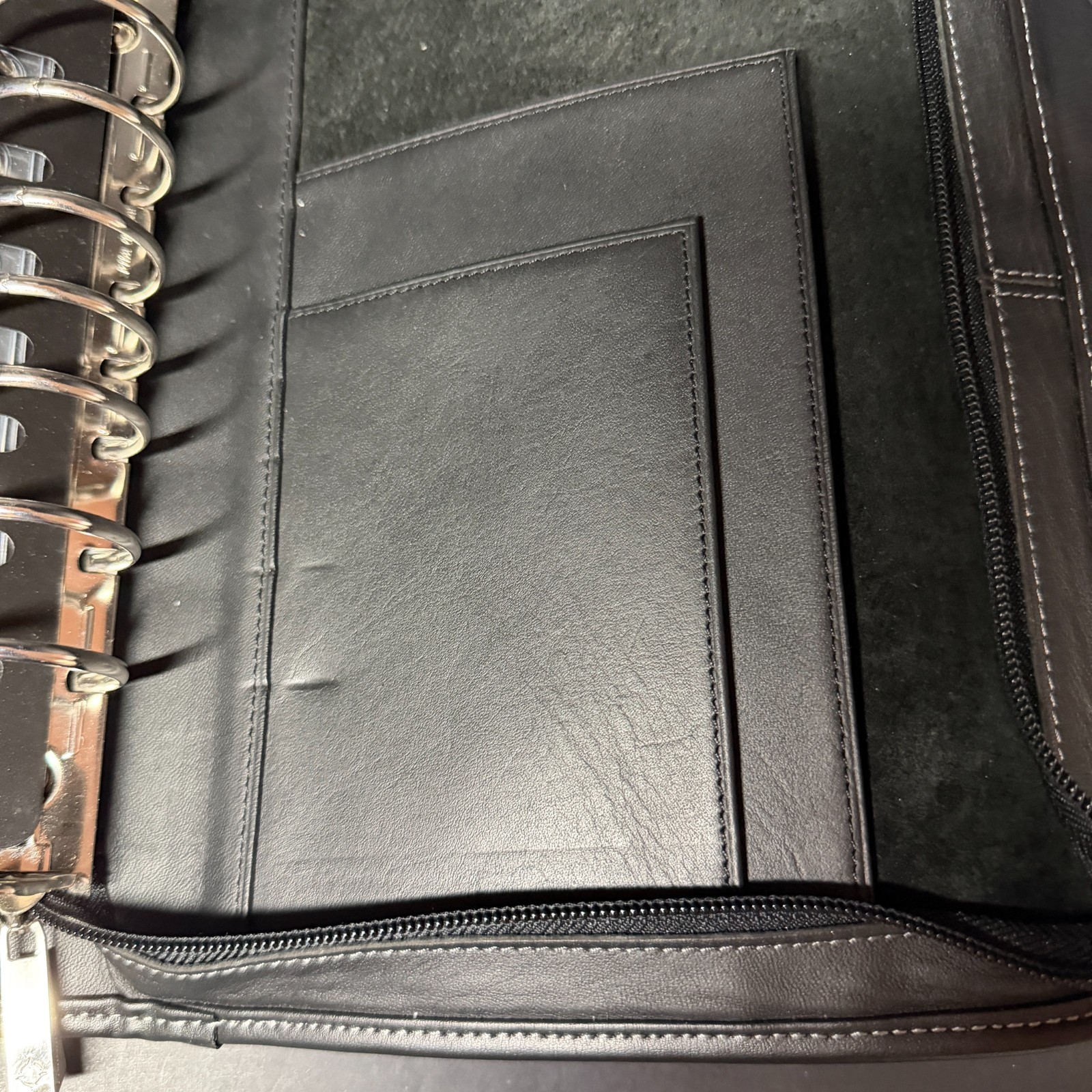 Black Leather Franklin Covey Zipper Agenda Planner, 8 x 10 1/2 inches