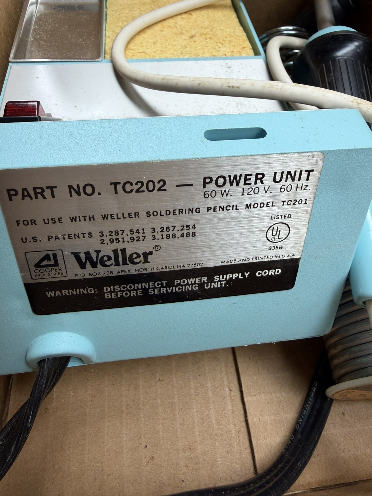 Vintage Weller WTCP TC202 Soldering Station TC201 Iron Box Tested Works NICE