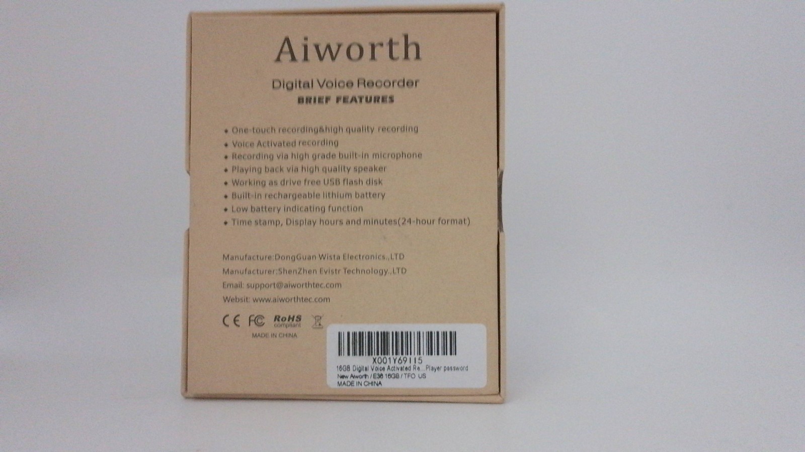 AIWORTH 16GB Digital Voice Recorder Voice Activated + Playback: NEW [FREE SHIP]