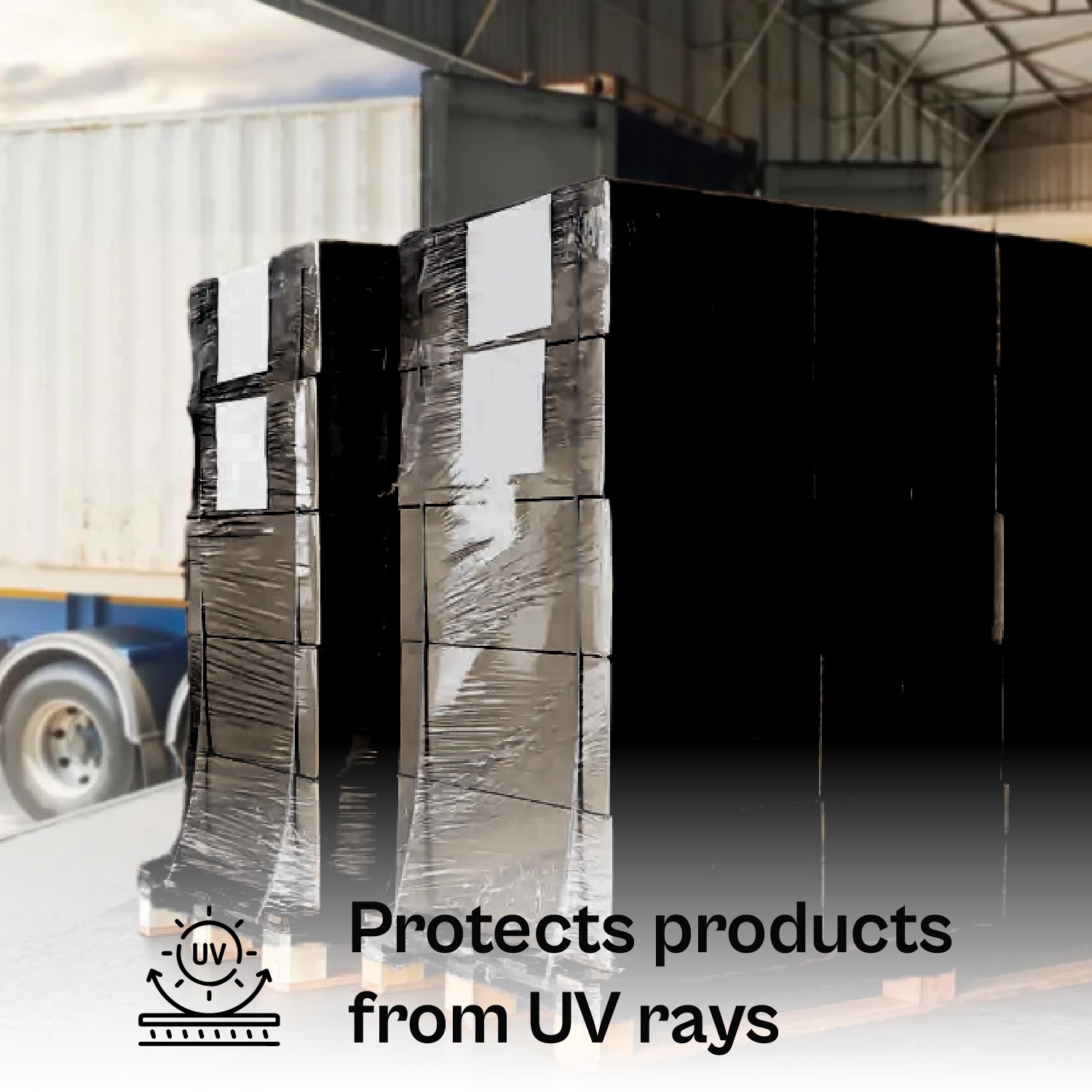 4 Rolls, 18″ x 1500 Ft. 80 Gauge, Black UVI Hand Wrap Pallet Stretch Film