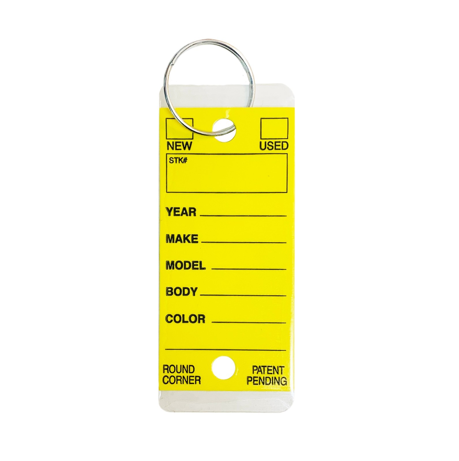 CarBowz Round Corner Dealer Key Tags Self Laminating Yellow