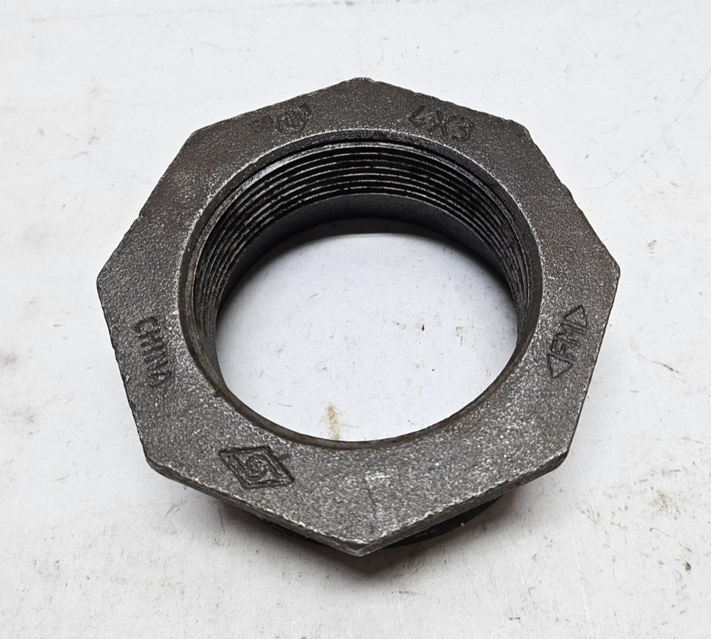 Black Malleable Iron Threaded Hex Bushing 4 MNPT x 3″ FNPT