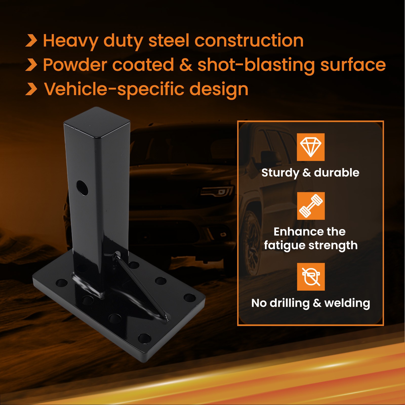 3 Position Pintle Hitch Mount Plate for 2″ Hitch Steel 20000 lbs Capacity