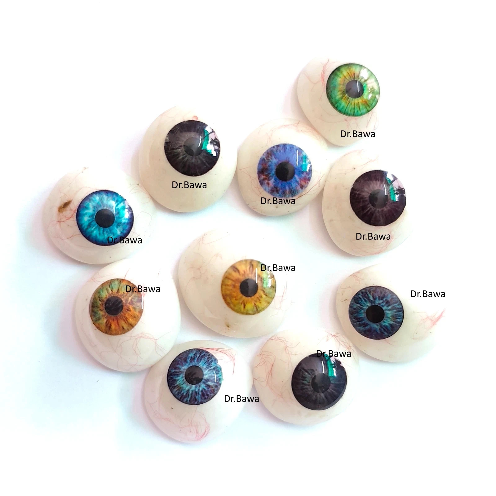 Ophthalmic Artificial Prosthetic Eyes Mixed Collection Bulk Lot Of 10PC