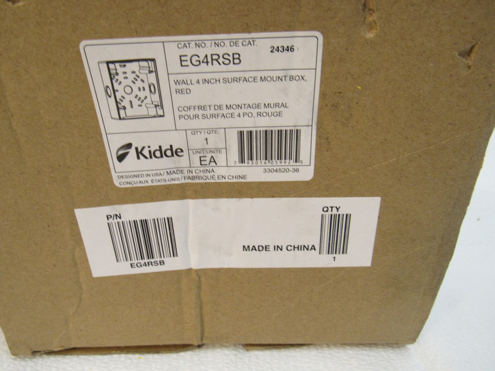 Kidde EG4RSB 4″ Wall Surface Mount Box Red