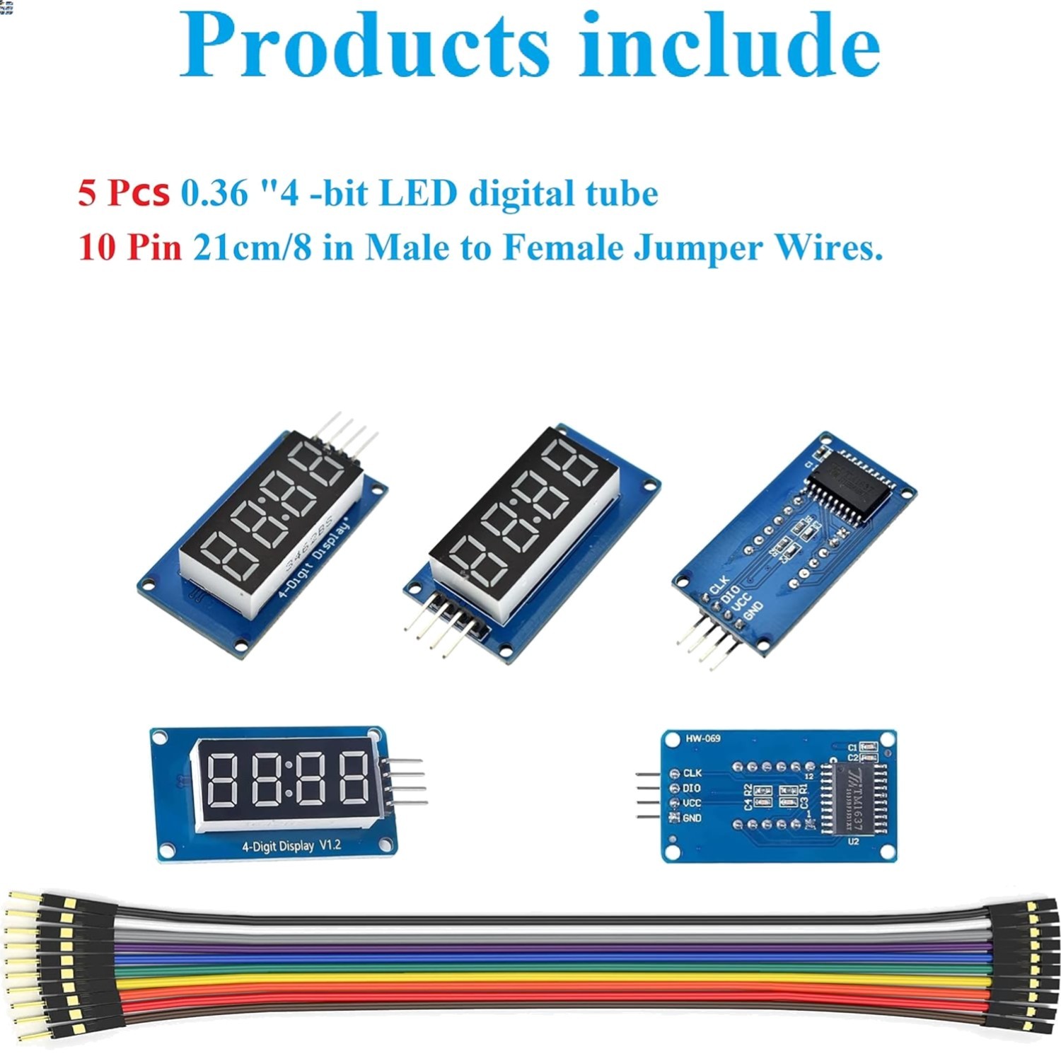 5 Pack 4-Digit Digital Tube LED Display for Arduino Projects – High Visibility