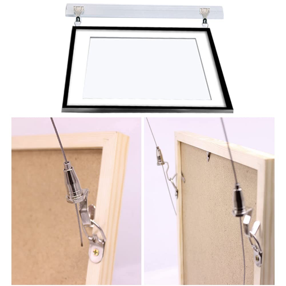 Adjustable Picture Hanging Wire Kit, 4.9ft (1.5m) Rail 4.9 ft, Silver